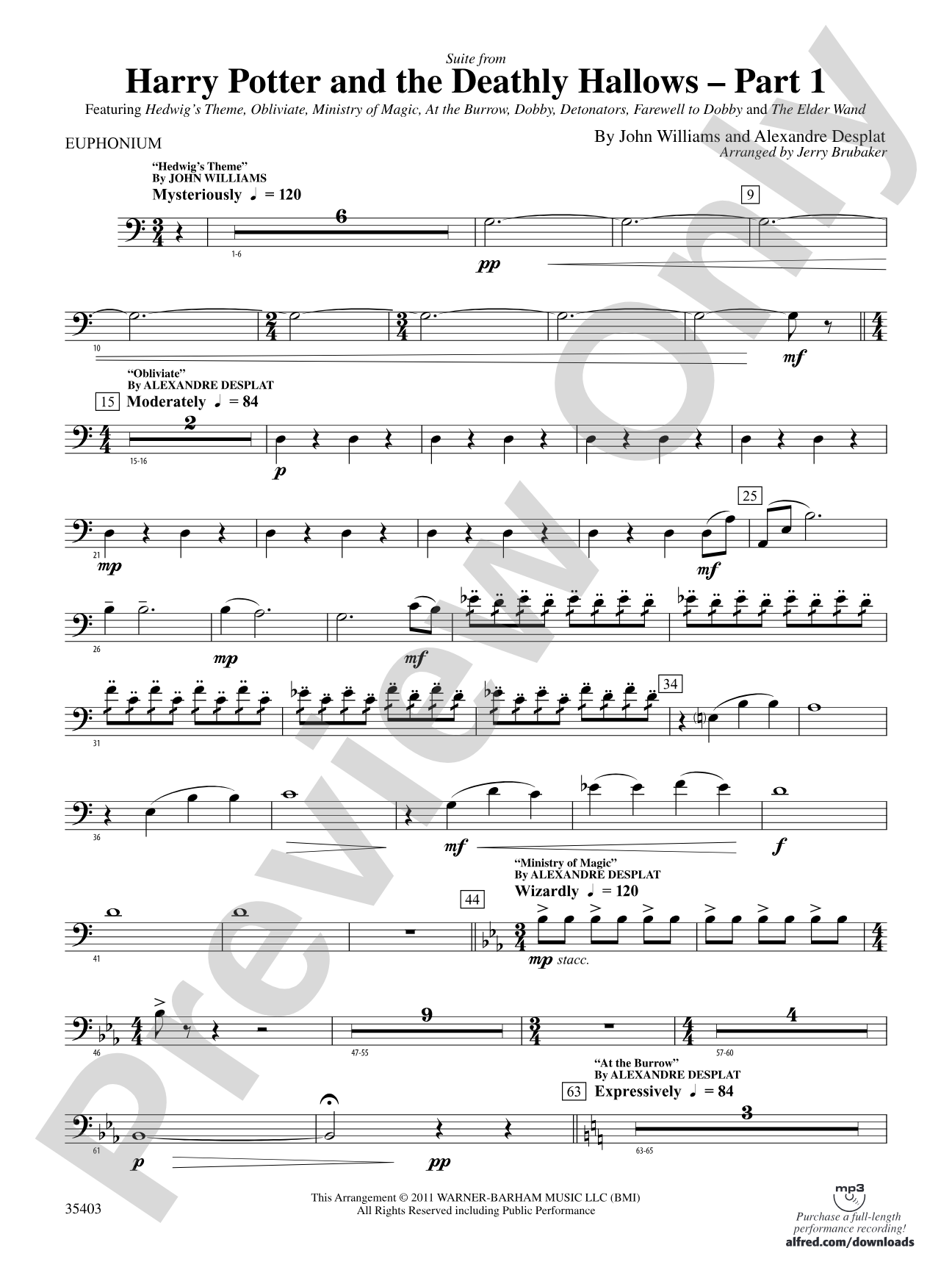 Harry Potter and the Deathly Hallows, Part 1, Suite from: Baritone B.C.