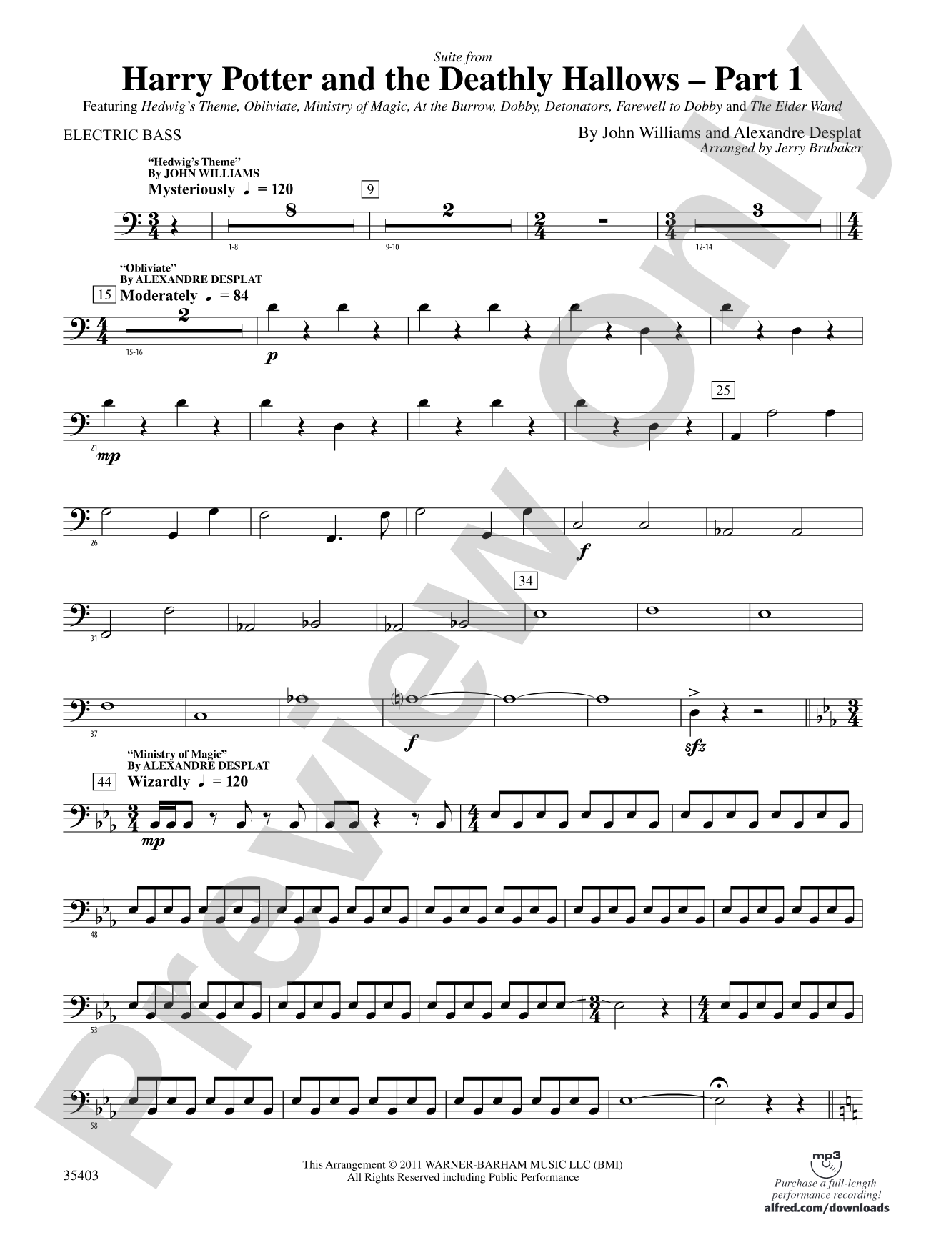 Harry Potter and the Deathly Hallows, Part 1, Suite from: String Bass