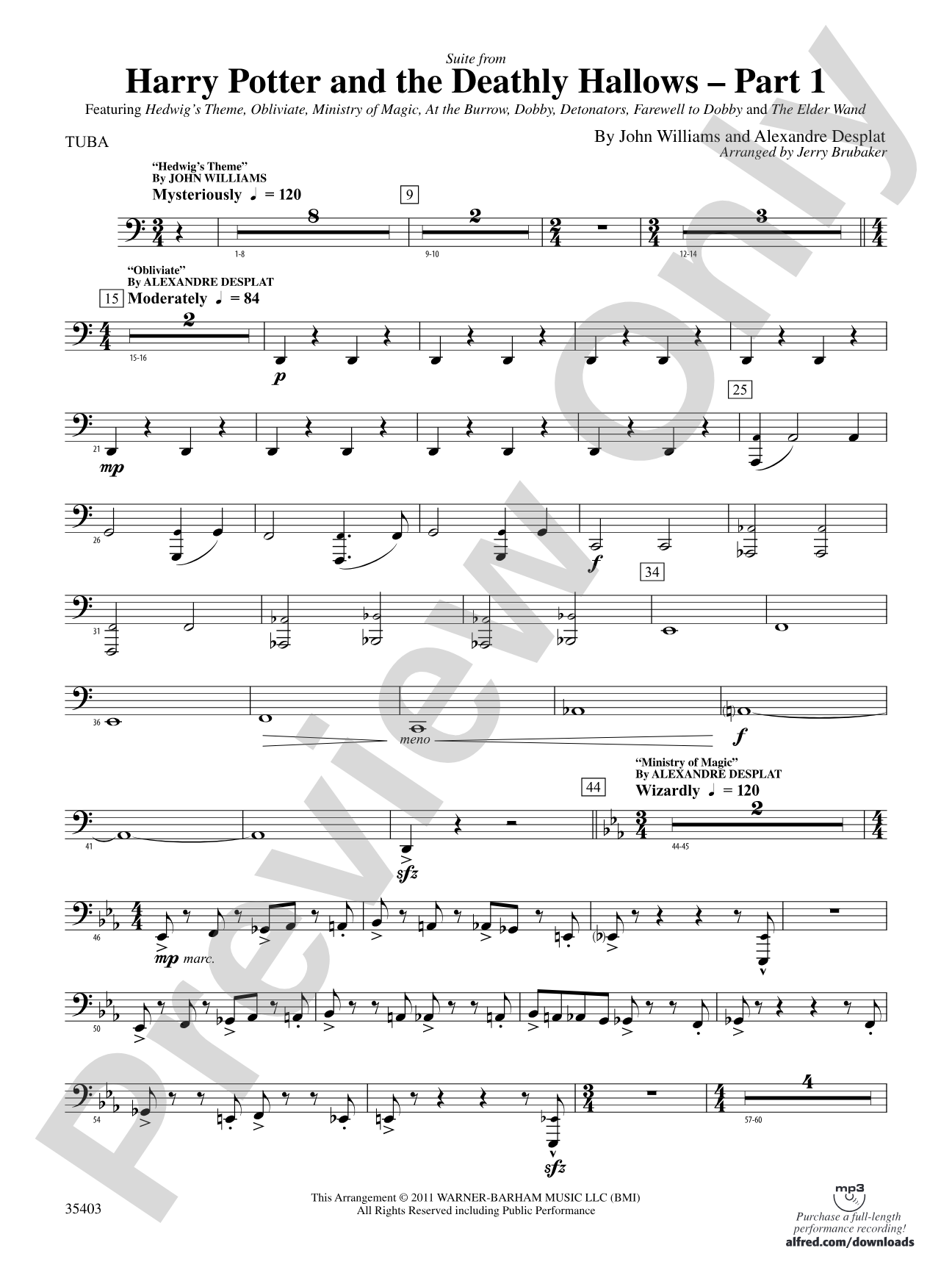 Harry Potter and the Deathly Hallows, Part 1, Suite from: Tuba