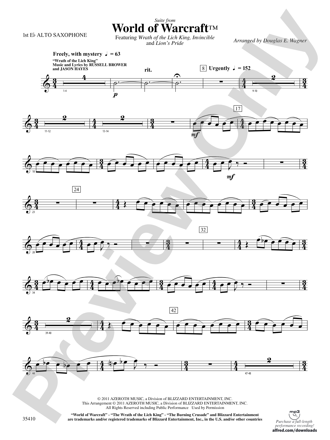 World of Warcraft, Suite from: E-flat Alto Saxophone