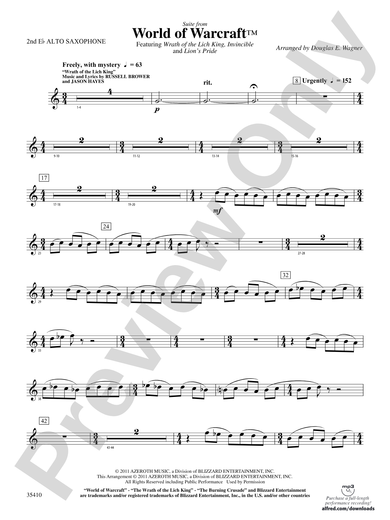 World of Warcraft, Suite from: 2nd E-flat Alto Saxophone
