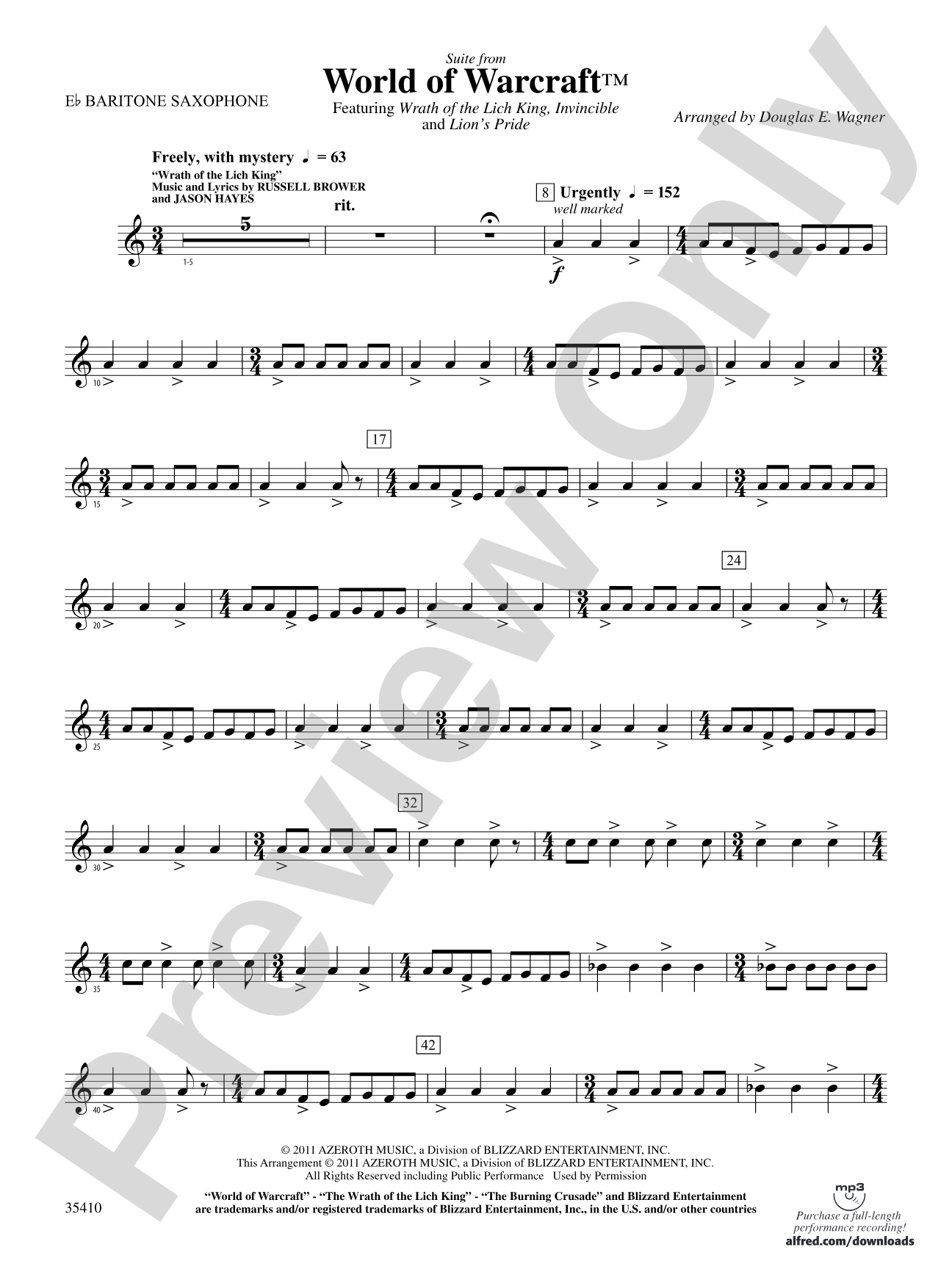 World of Warcraft, Suite from: E-flat Baritone Saxophone