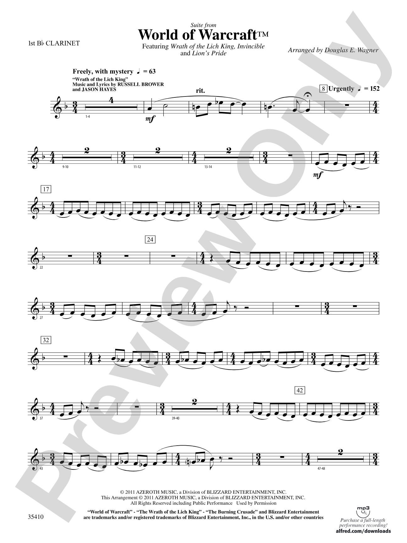 World of Warcraft, Suite from: 1st B-flat Clarinet