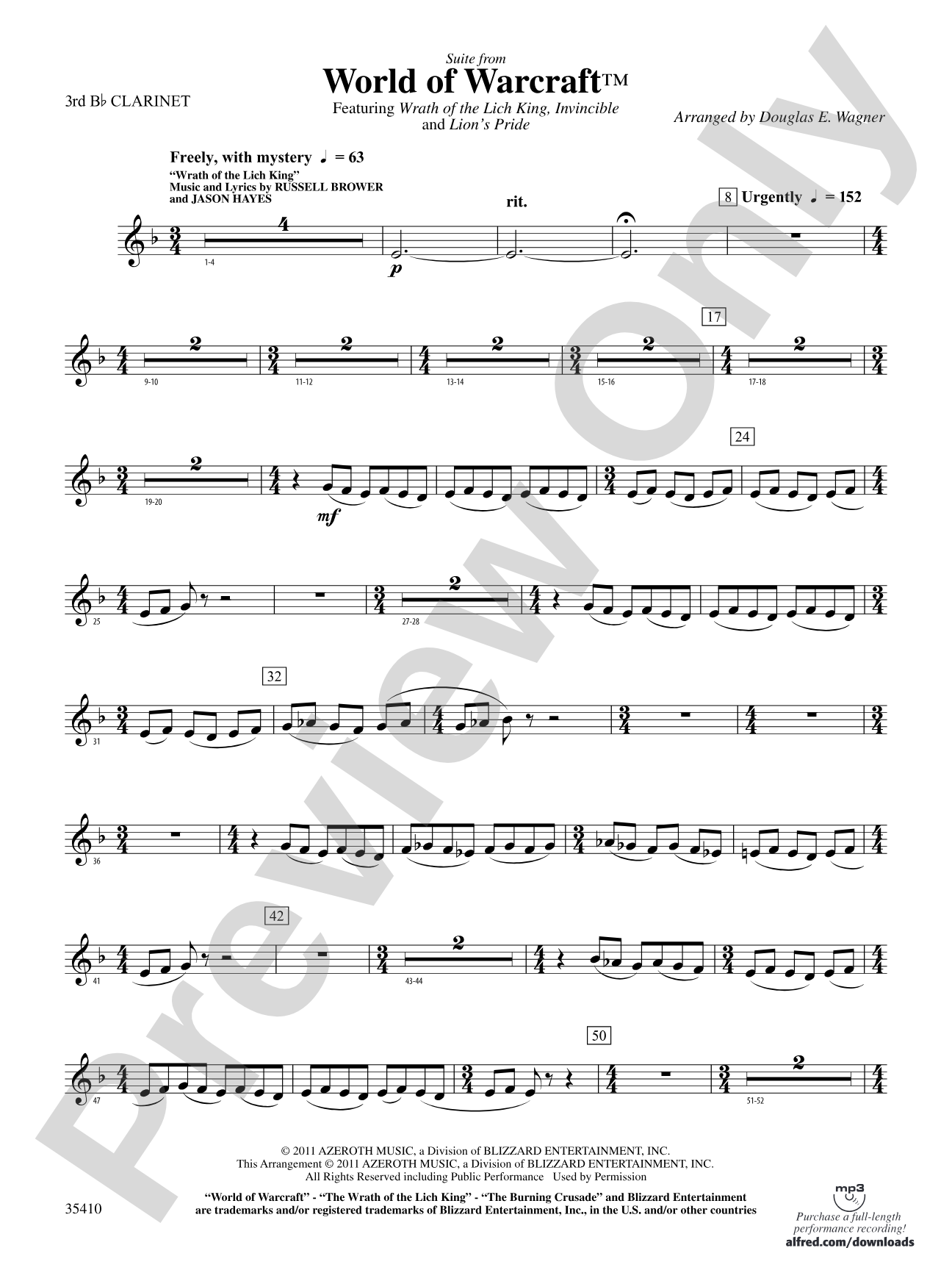 World of Warcraft, Suite from: 3rd B-flat Clarinet