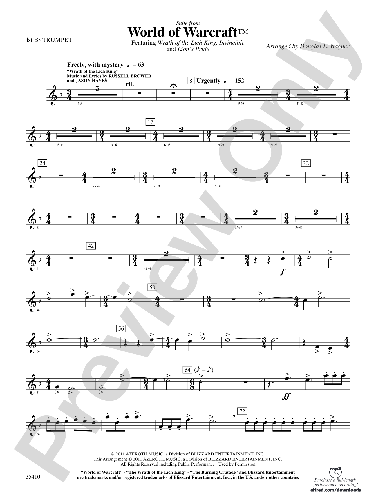 World of Warcraft, Suite from: 1st B-flat Trumpet