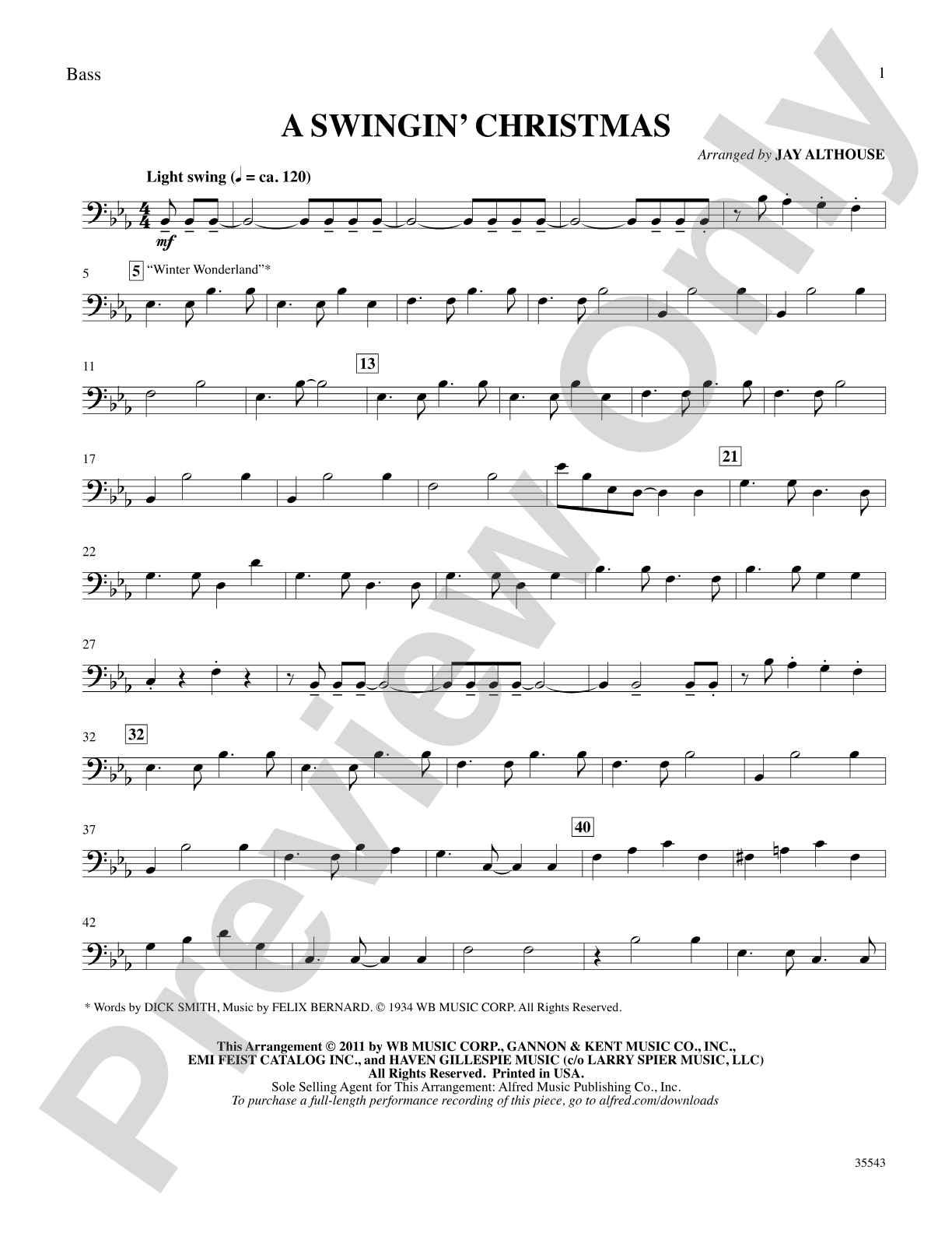 A Swingin' Christmas: String Bass: Choral SoundPax