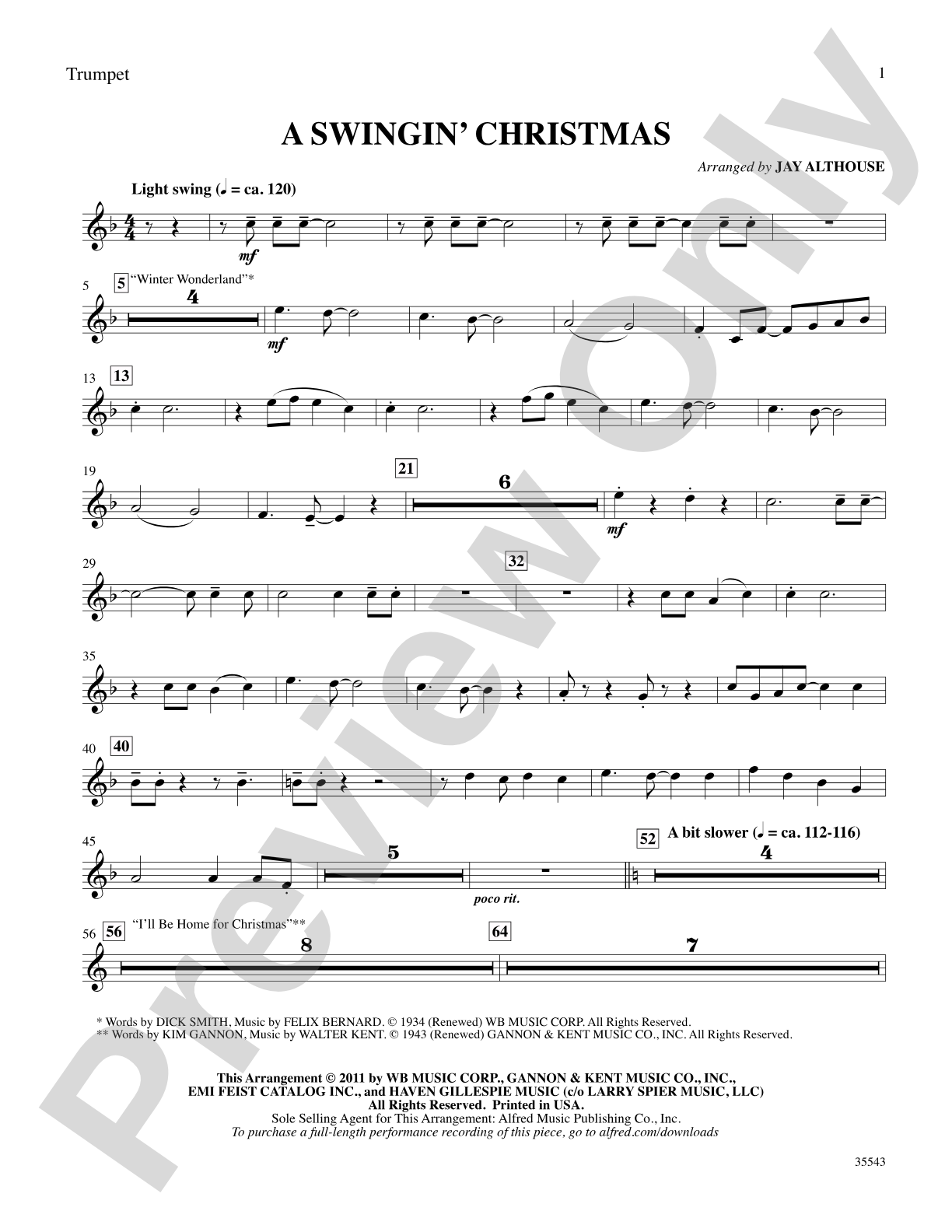 A Swingin' Christmas: 1st B-flat Trumpet: Choral SoundPax