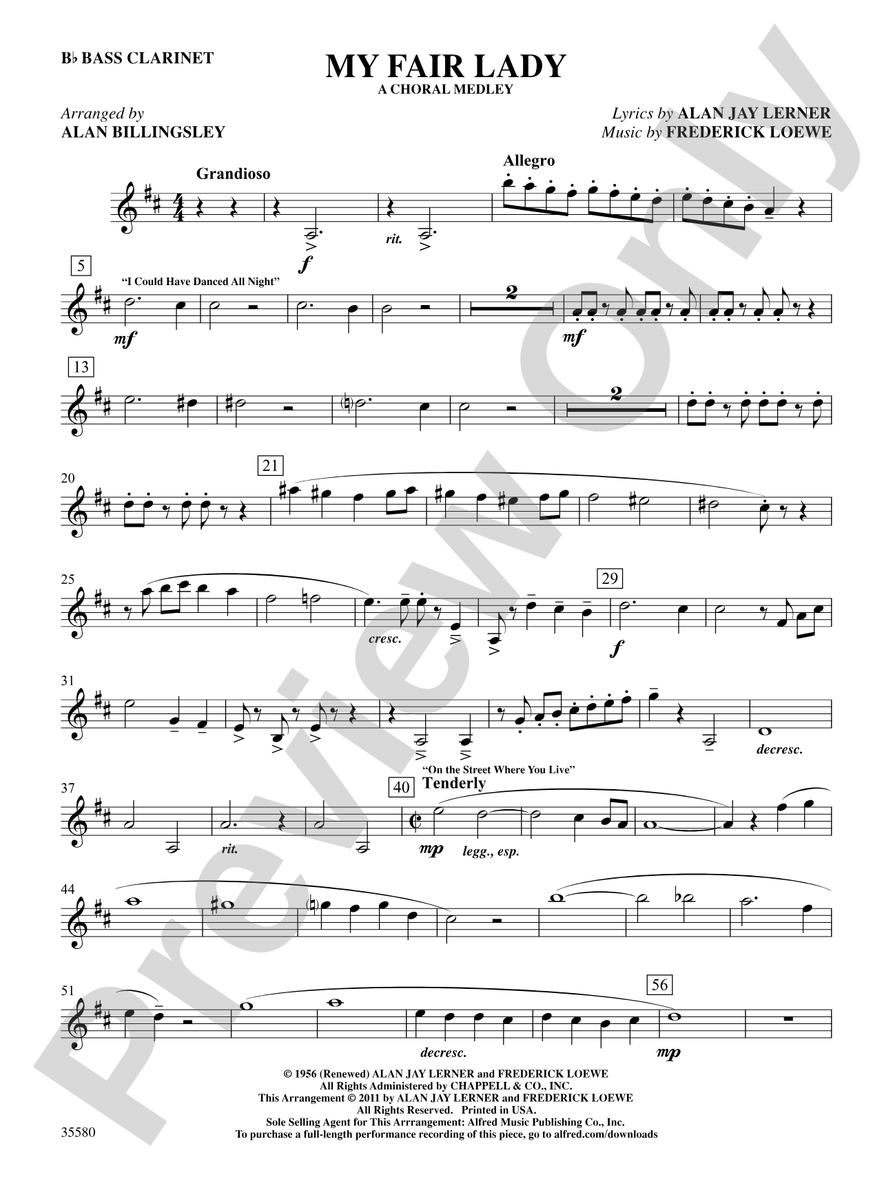 My Fair Lady: B-flat Bass Clarinet: Choral SoundPax