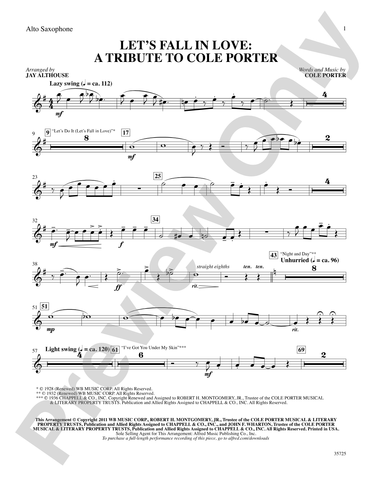 Let's Fall in Love: E-flat Alto Saxophone: Choral SoundPax