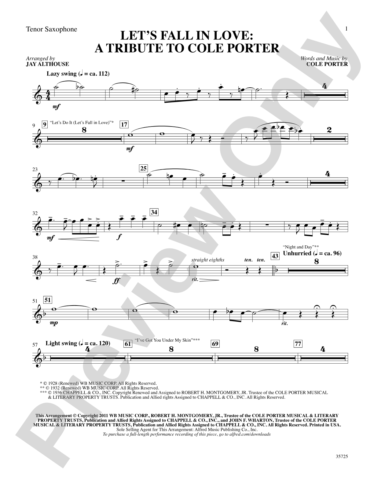 Let's Fall in Love: B-flat Tenor Saxophone: Choral SoundPax