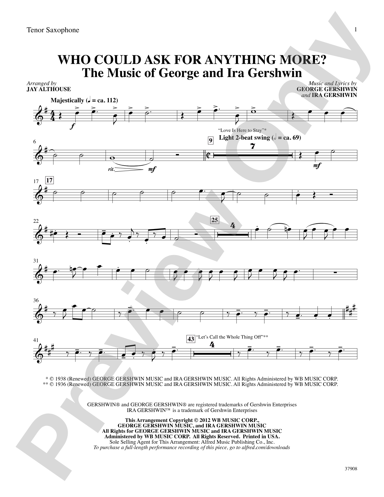 Who Could Ask for Anything More?: B-flat Tenor Saxophone: Choral SoundPax