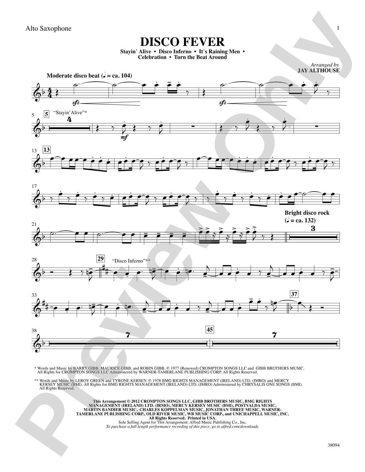 Disco Fever: E-flat Alto Saxophone: Choral SoundPax