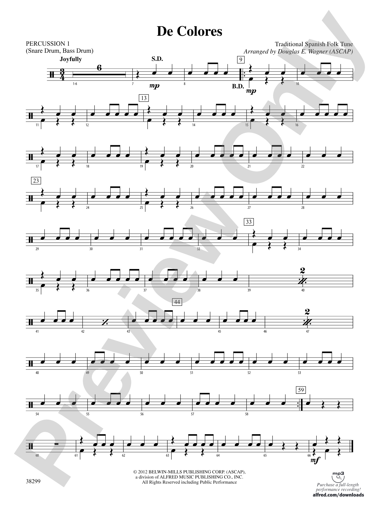 De Colores: 1st Percussion