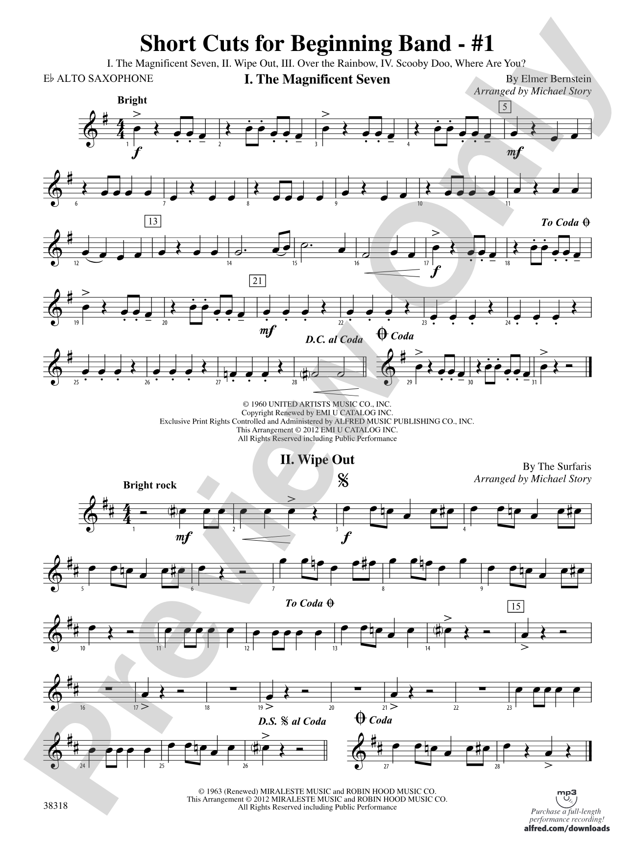 Short Cuts for Beginning Band -- #1: E-flat Alto Saxophone