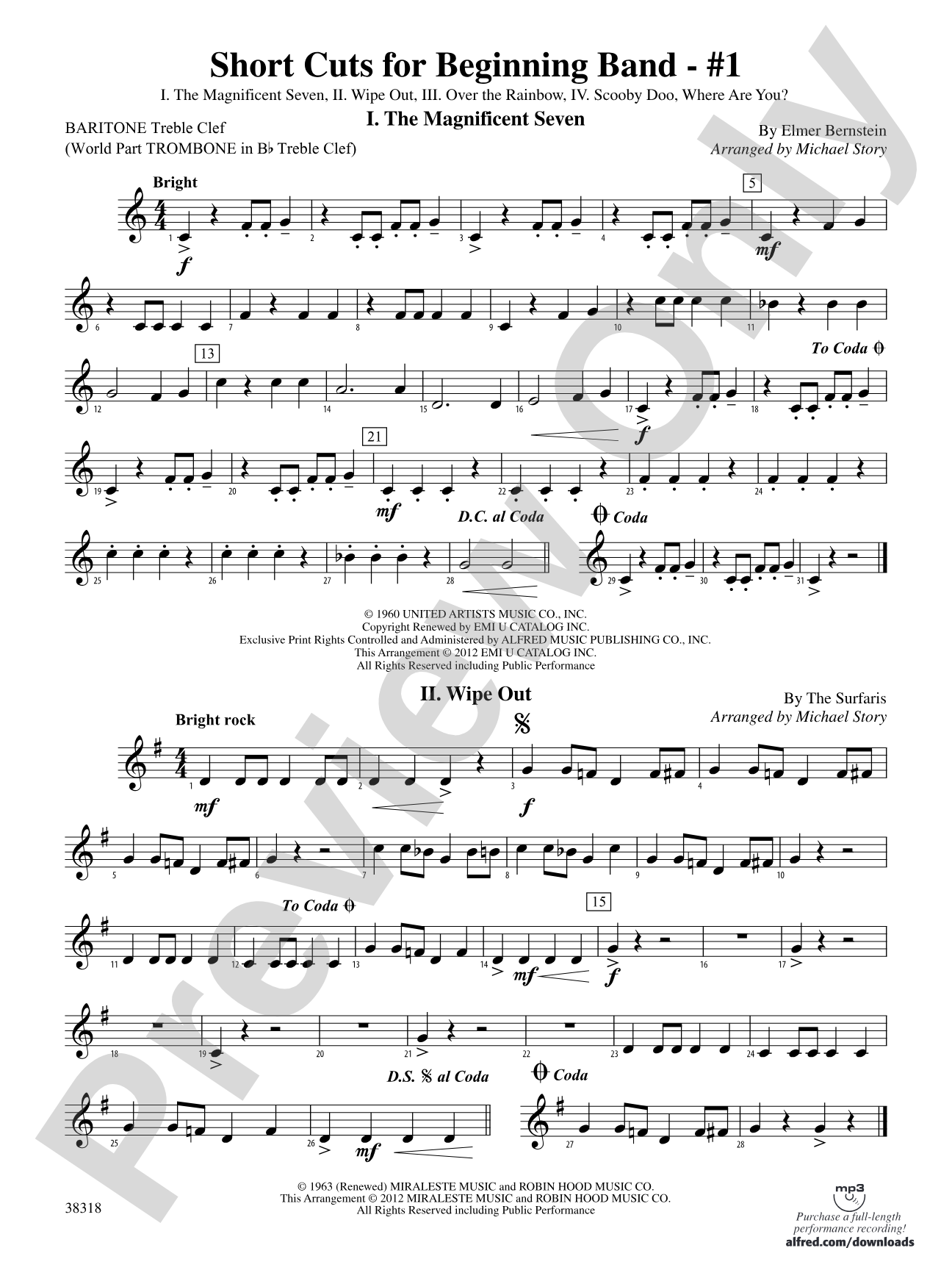 Short Cuts for Beginning Band -- #1: Baritone T.C.
