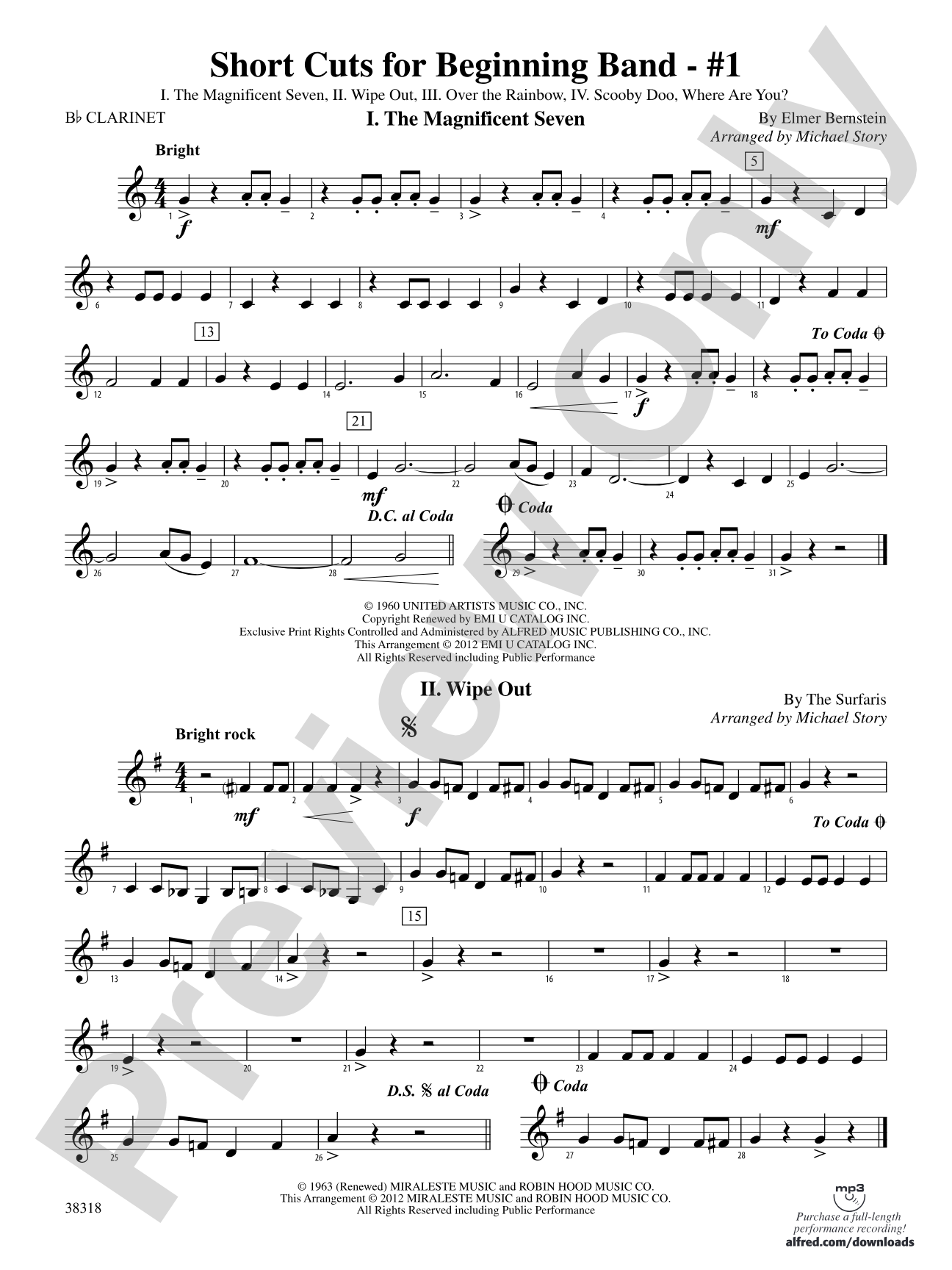 Short Cuts for Beginning Band -- #1: 1st B-flat Clarinet