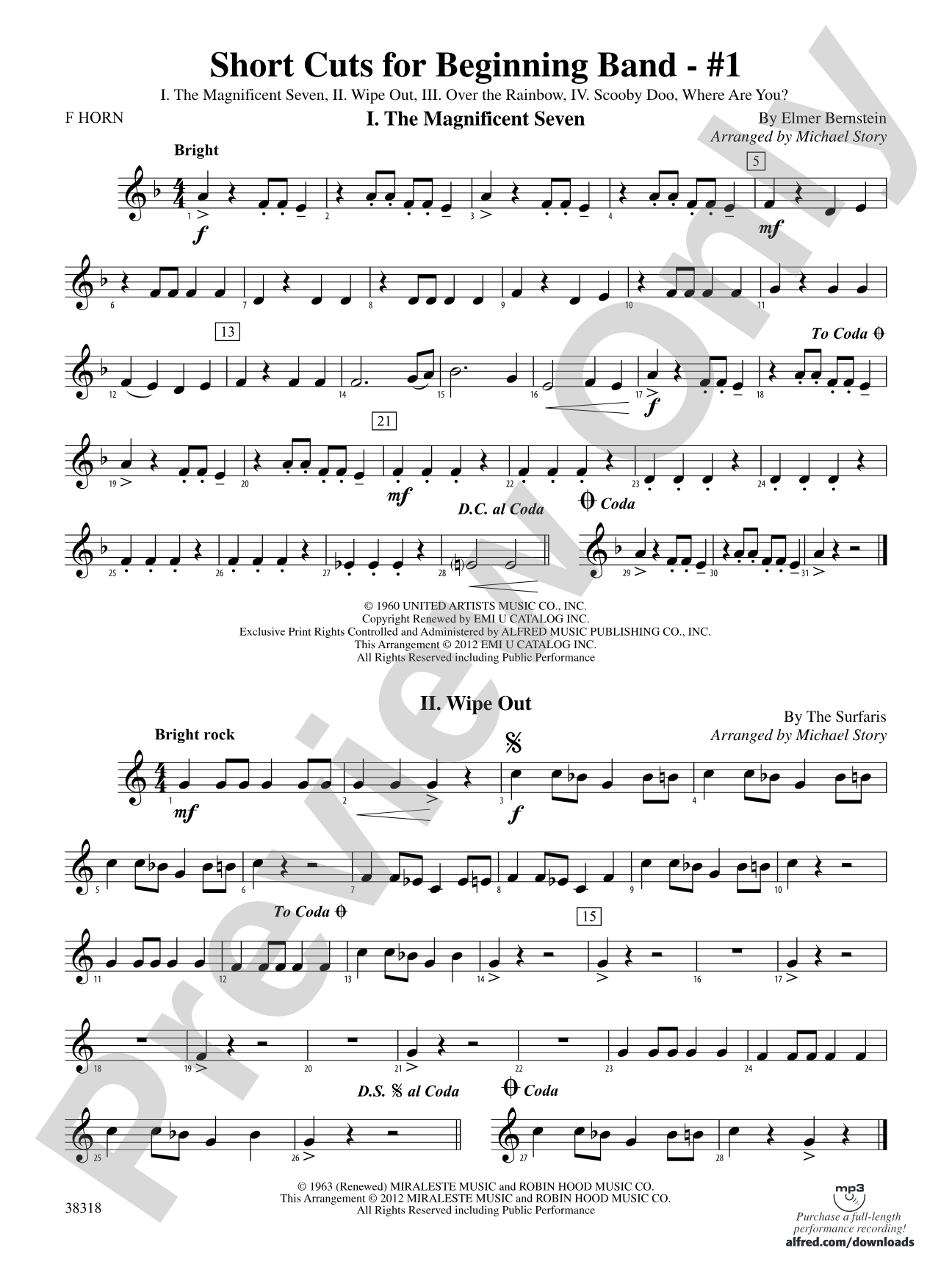 Short Cuts for Beginning Band -- #1: 1st F Horn