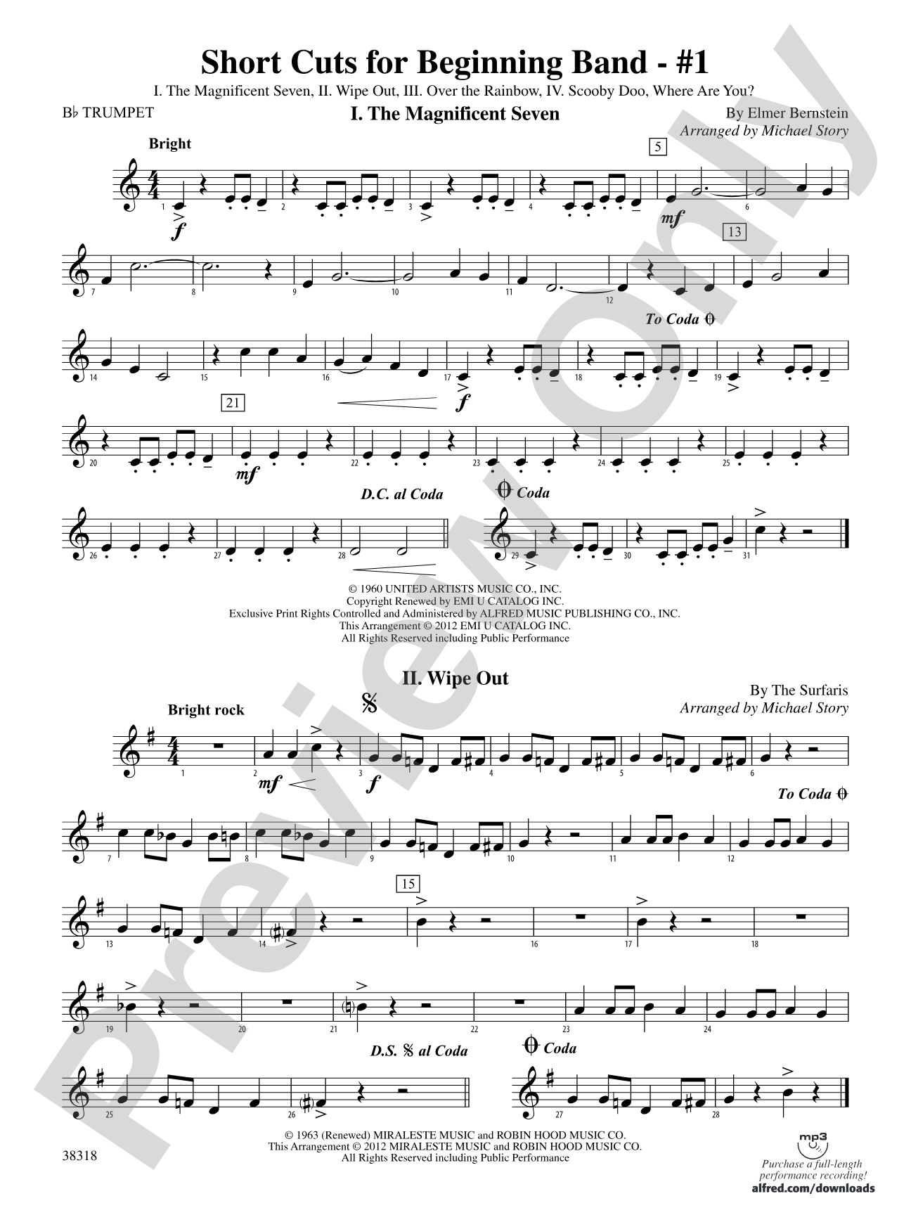Short Cuts for Beginning Band -- #1: 1st B-flat Trumpet