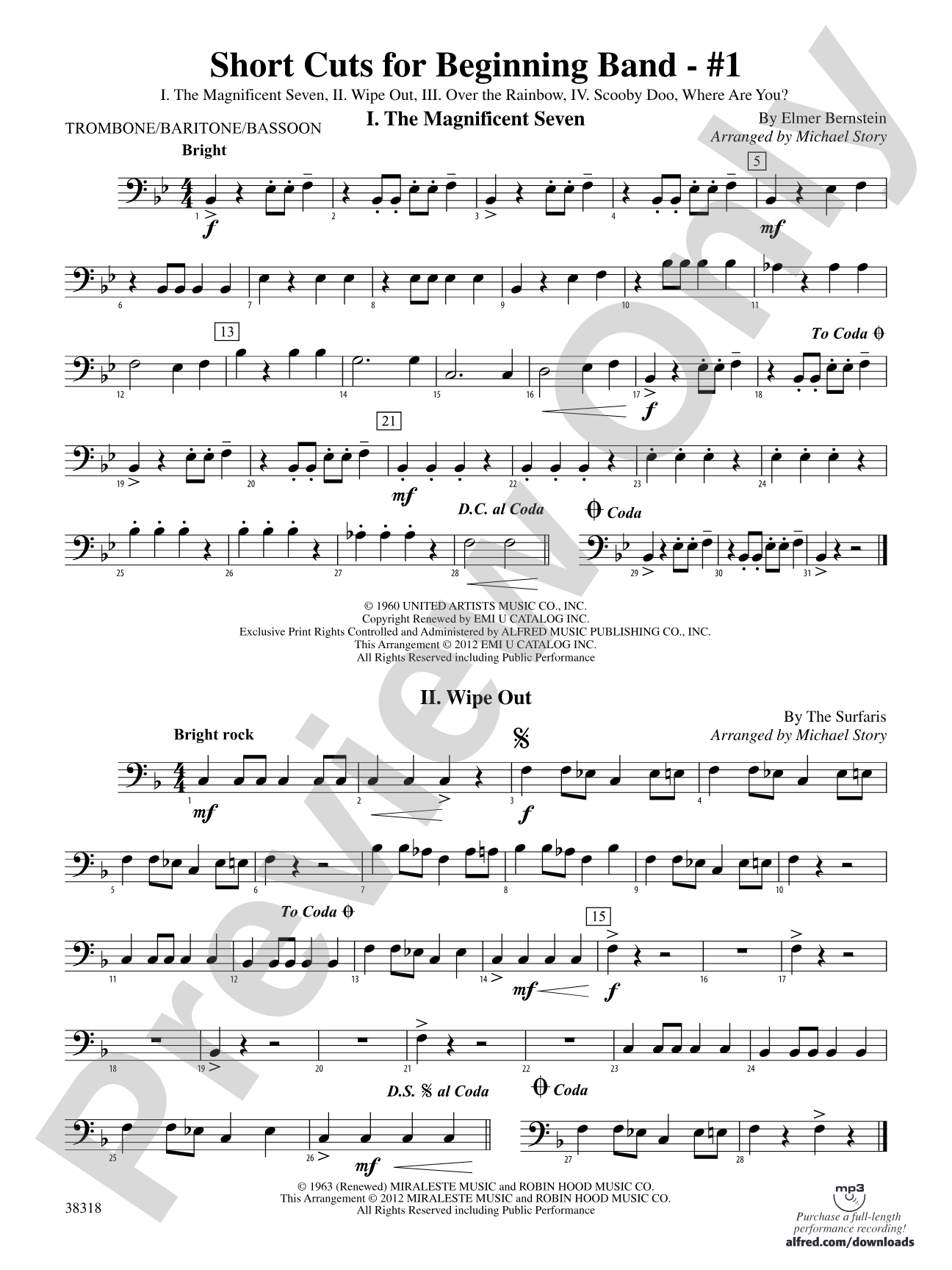 Short Cuts for Beginning Band -- #1: 1st Trombone