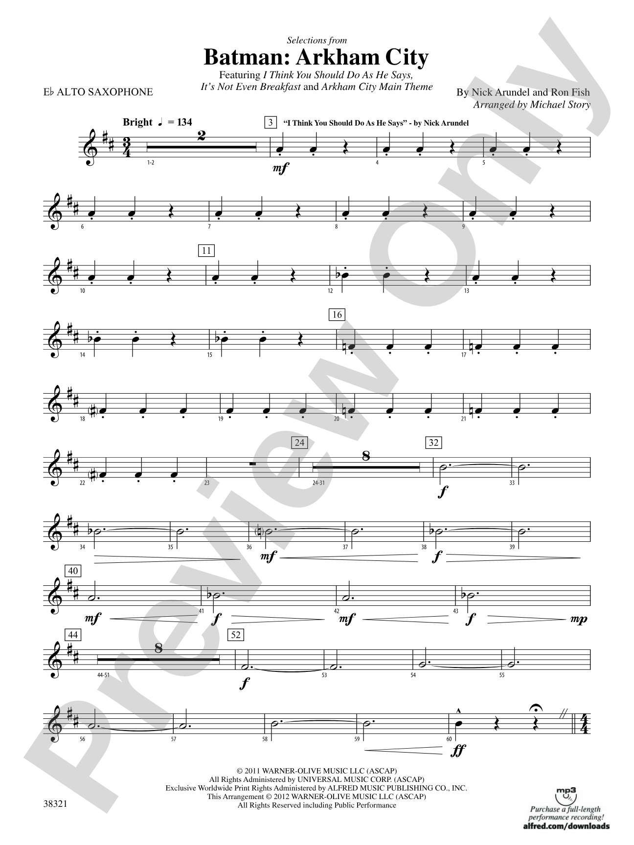 Batman: Arkham City, Selections from: E-flat Alto Saxophone