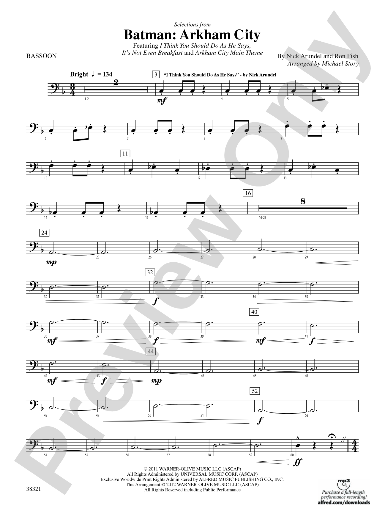 Batman: Arkham City, Selections from: Bassoon