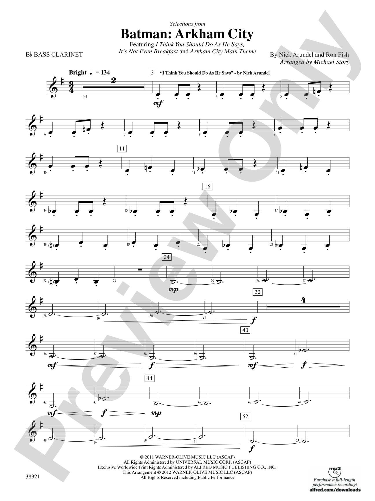 Batman: Arkham City, Selections from: B-flat Bass Clarinet