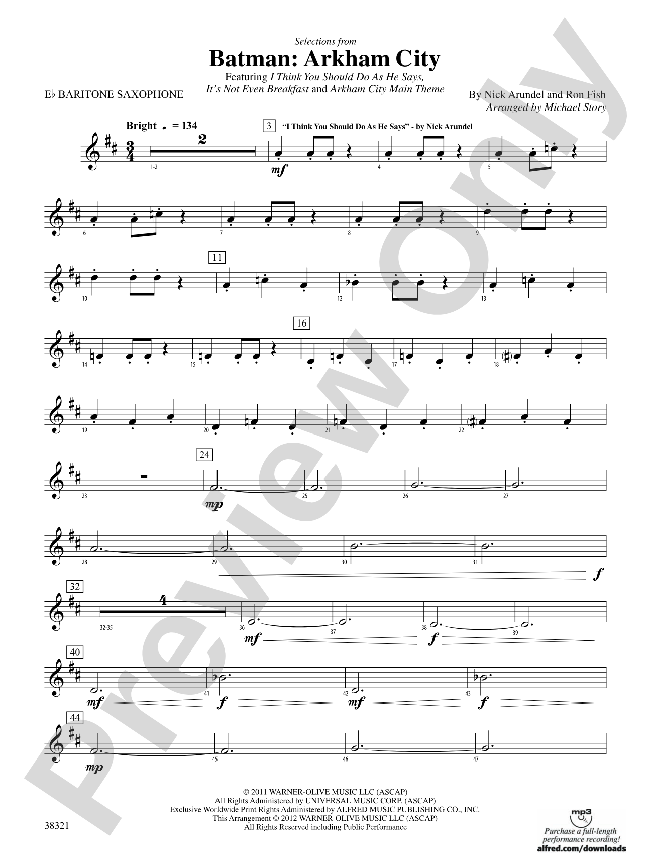 Batman: Arkham City, Selections from: E-flat Baritone Saxophone