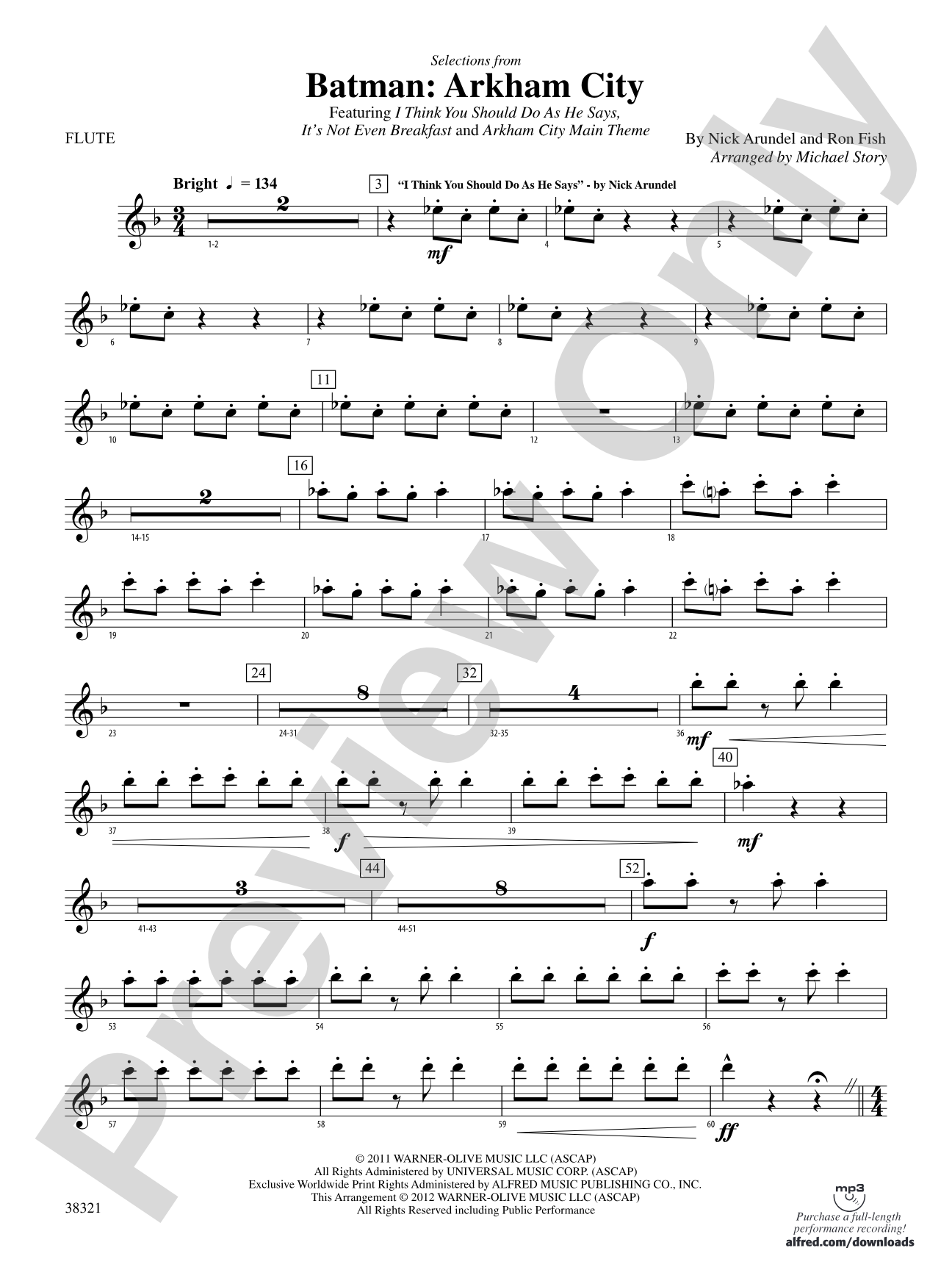 Batman: Arkham City, Selections from: Flute