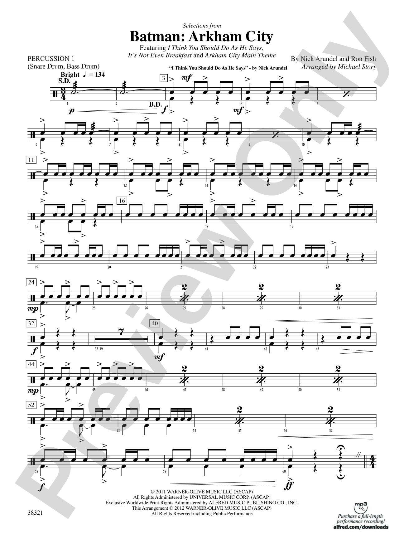 Batman: Arkham City, Selections from: 1st Percussion