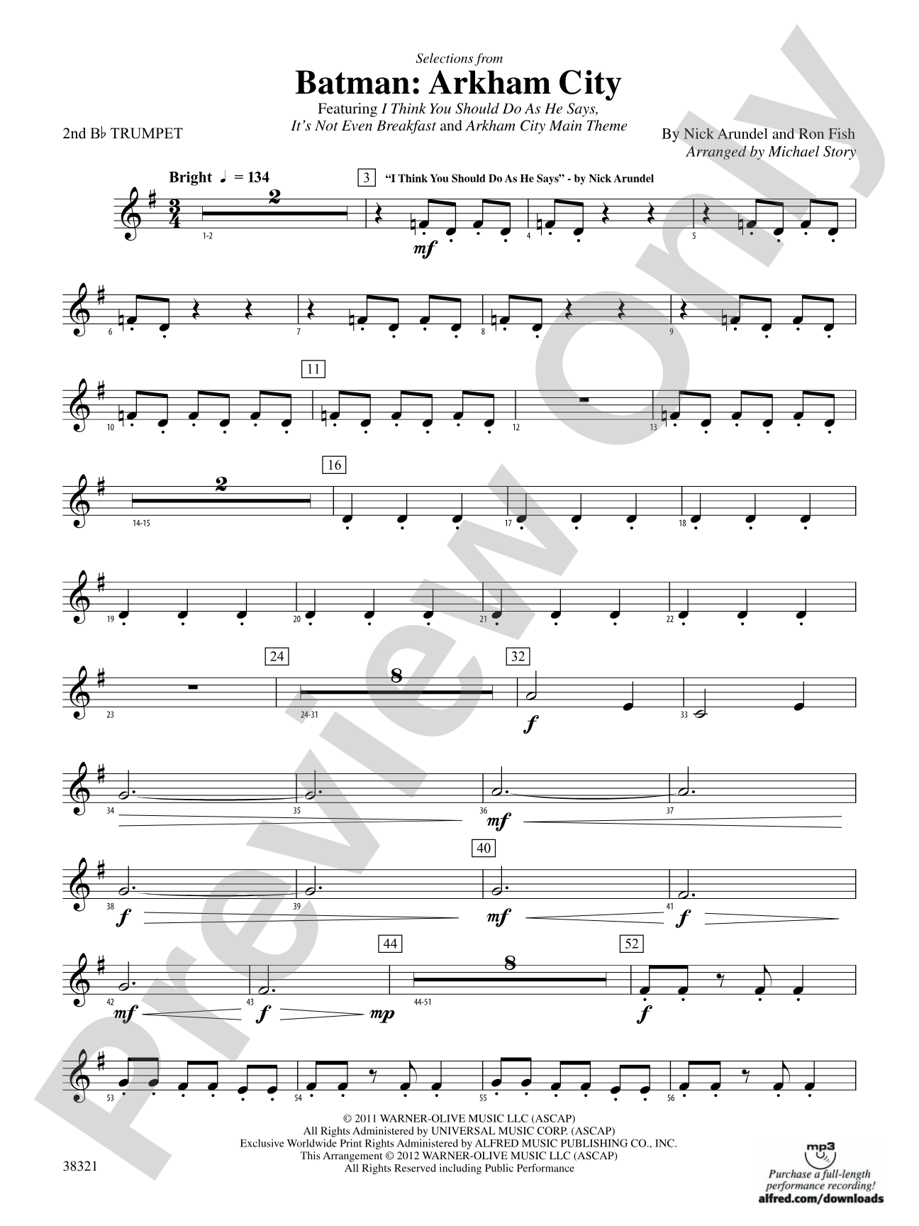 Batman: Arkham City, Selections from: 2nd B-flat Trumpet
