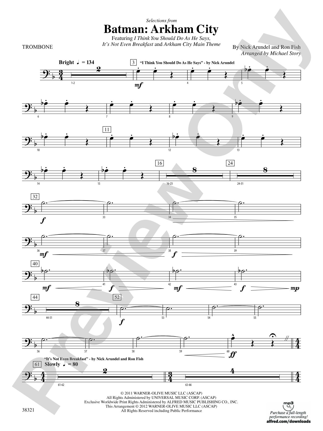 Batman: Arkham City, Selections from: 1st Trombone