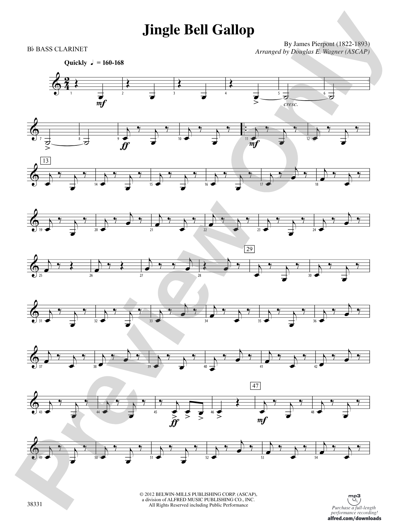 Jingle Bell Gallop: B-flat Bass Clarinet