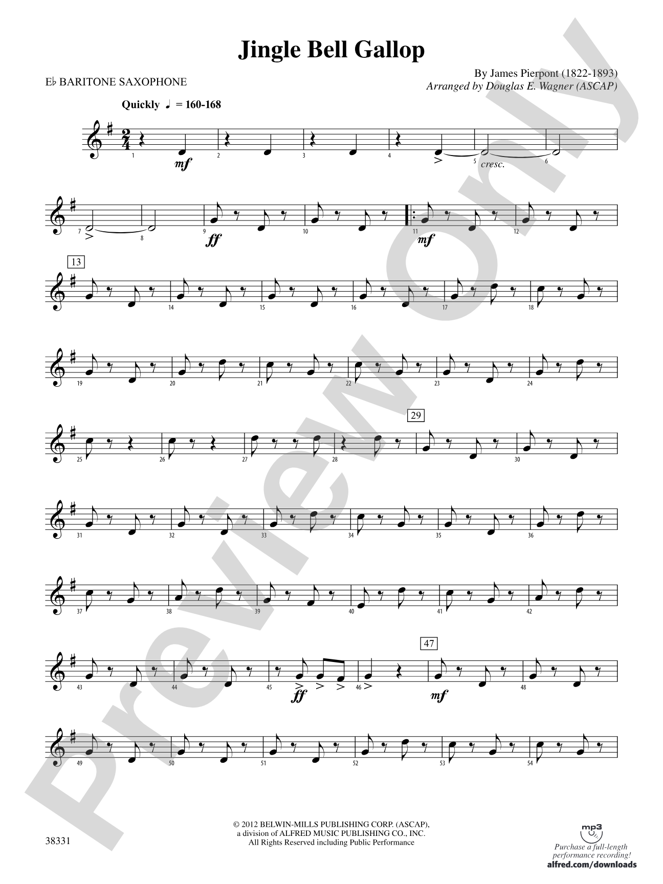 Jingle Bell Gallop: E-flat Baritone Saxophone