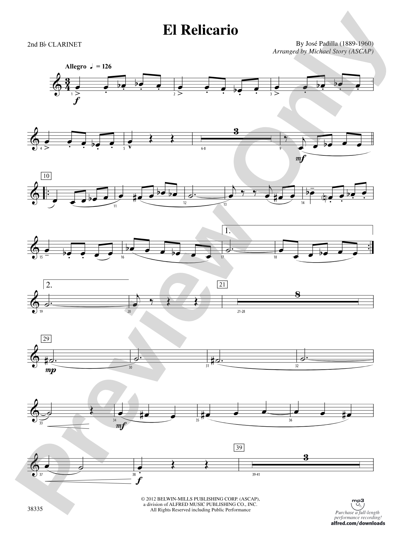 El Relicario: 2nd B-flat Clarinet