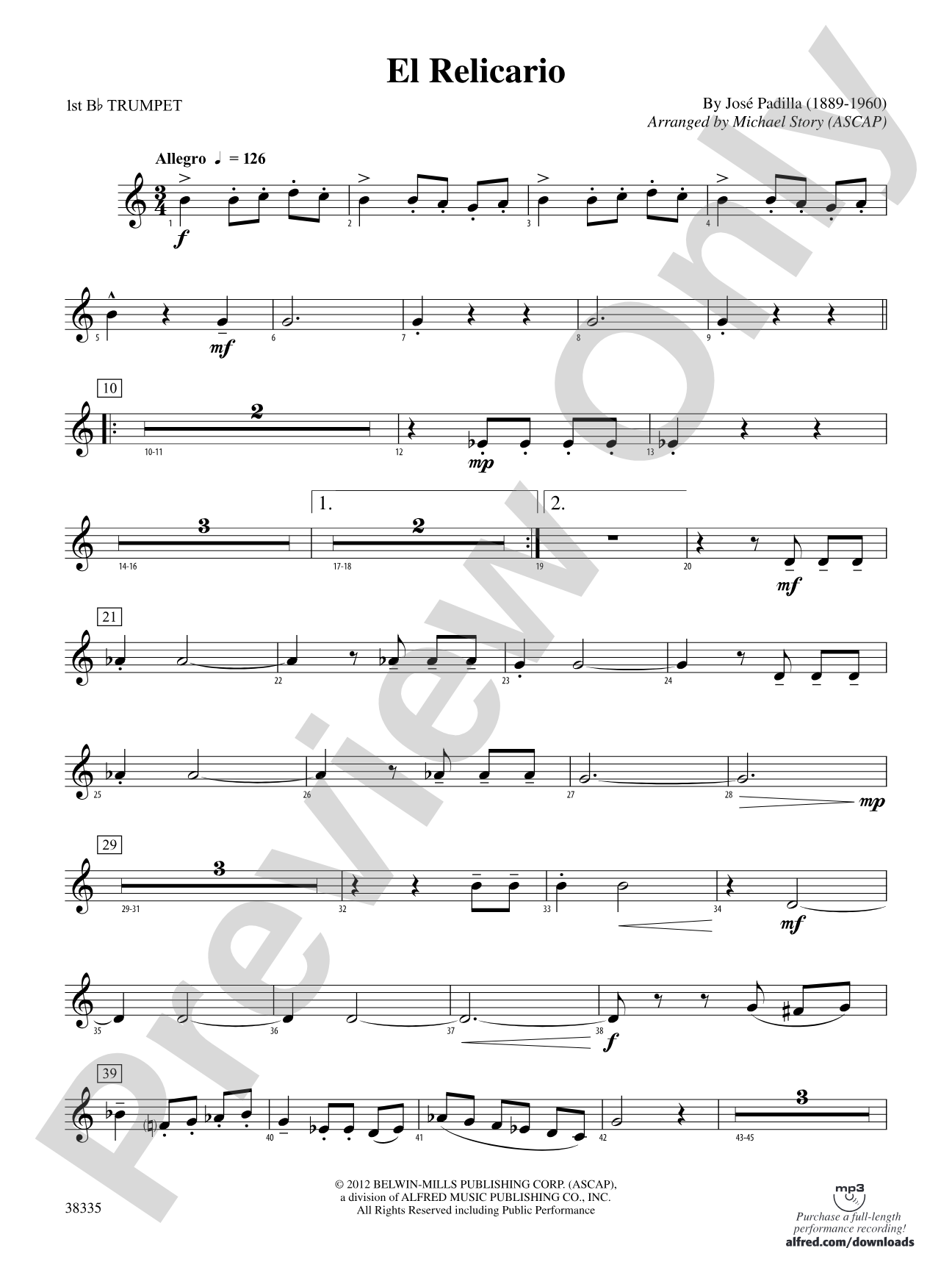 El Relicario: 1st B-flat Trumpet