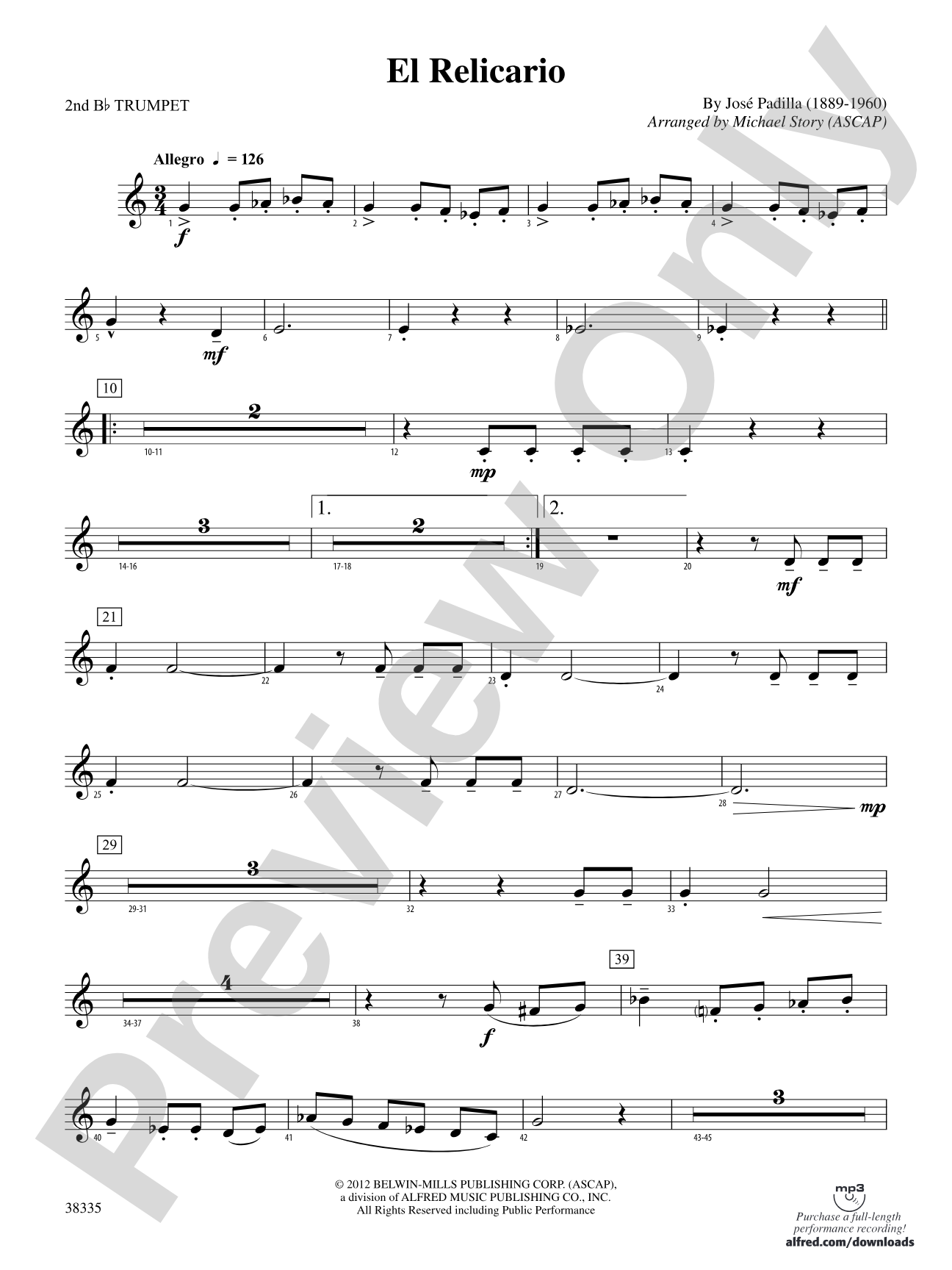 El Relicario: 2nd B-flat Trumpet