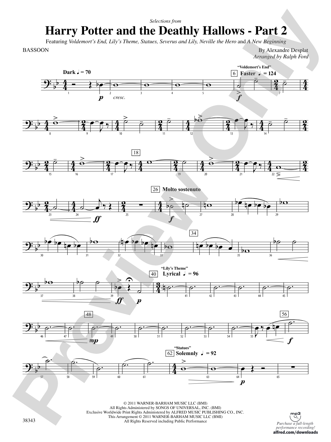 Harry Potter and the Deathly Hallows, Part 2, Selections from: Bassoon