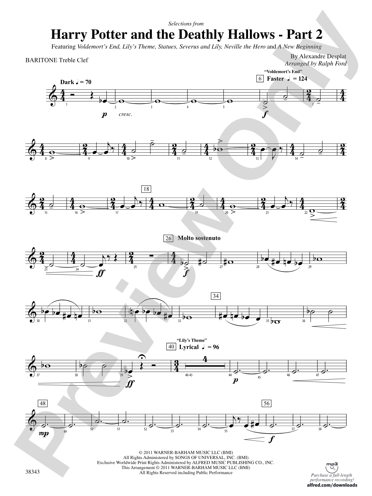 Harry Potter and the Deathly Hallows, Part 2, Selections from: Baritone T.C.