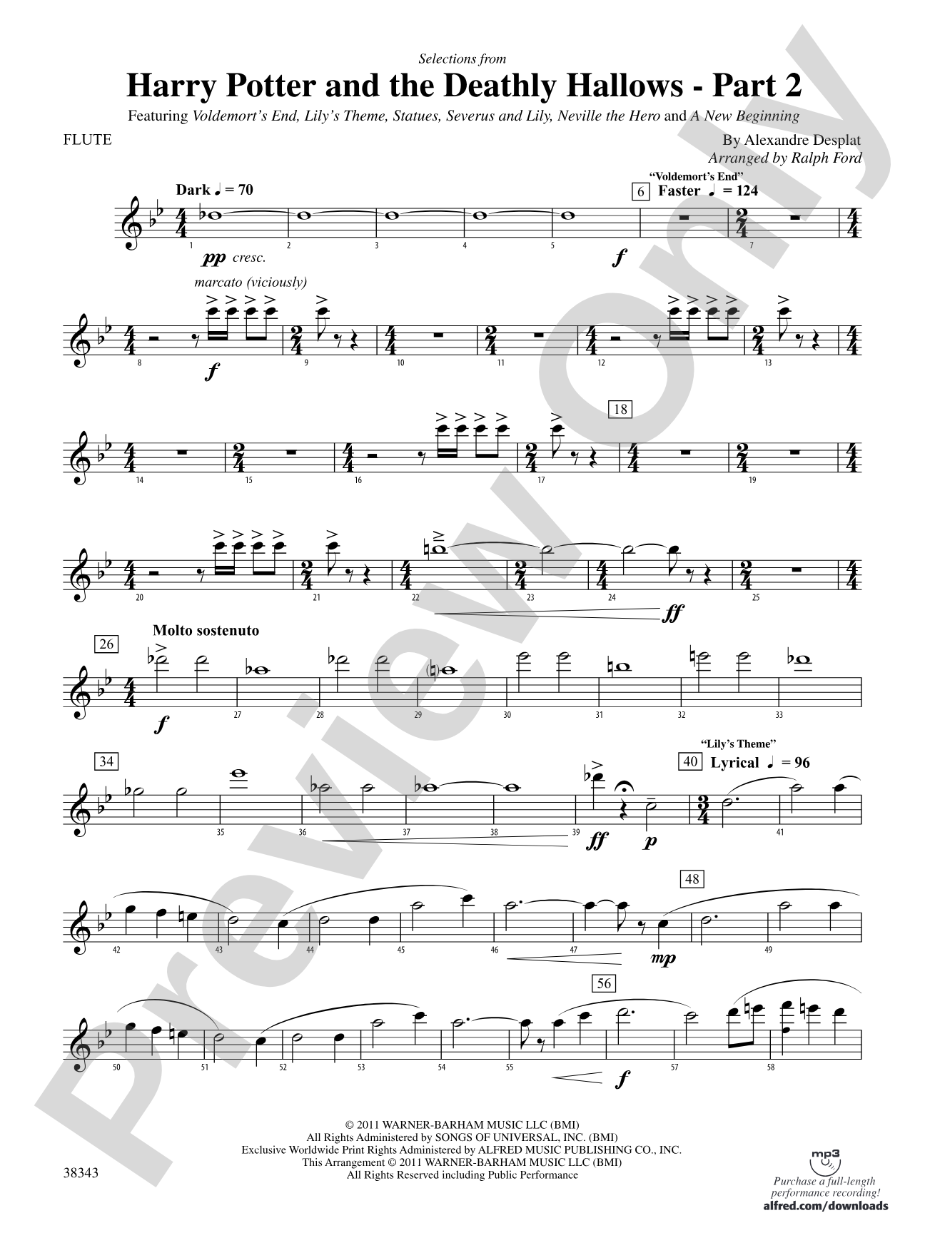 Harry Potter and the Deathly Hallows, Part 2, Selections from: Flute