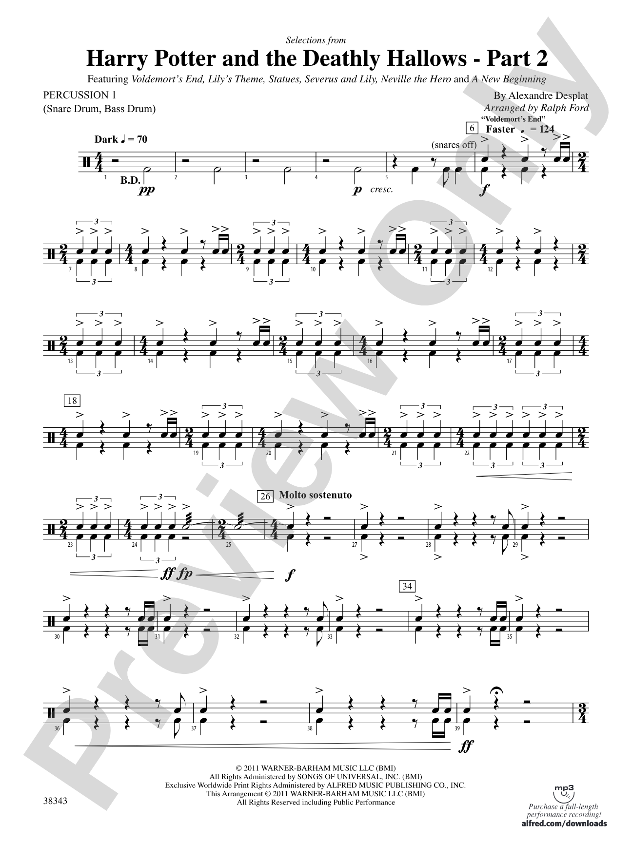 Harry Potter and the Deathly Hallows, Part 2, Selections from: 1st Percussion