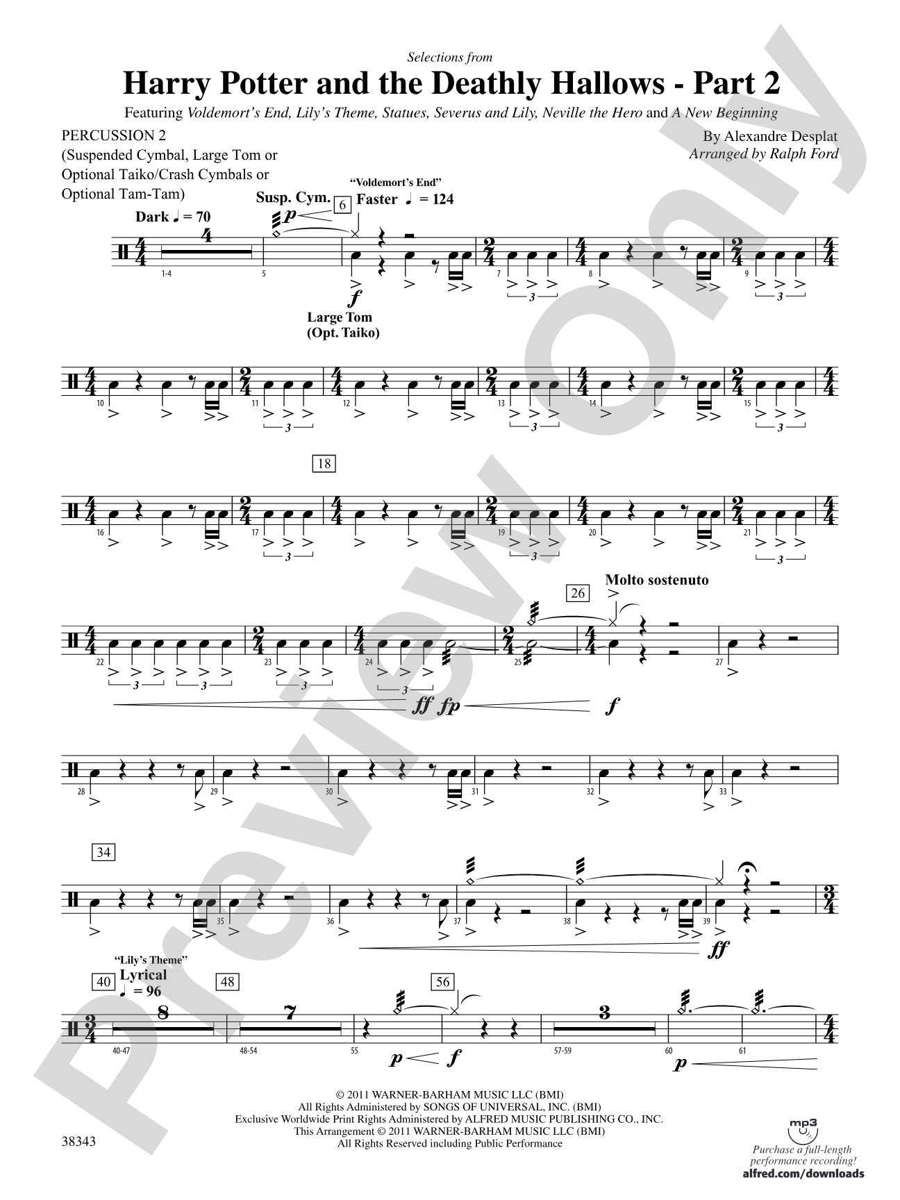 Harry Potter and the Deathly Hallows, Part 2, Selections from: 2nd Percussion