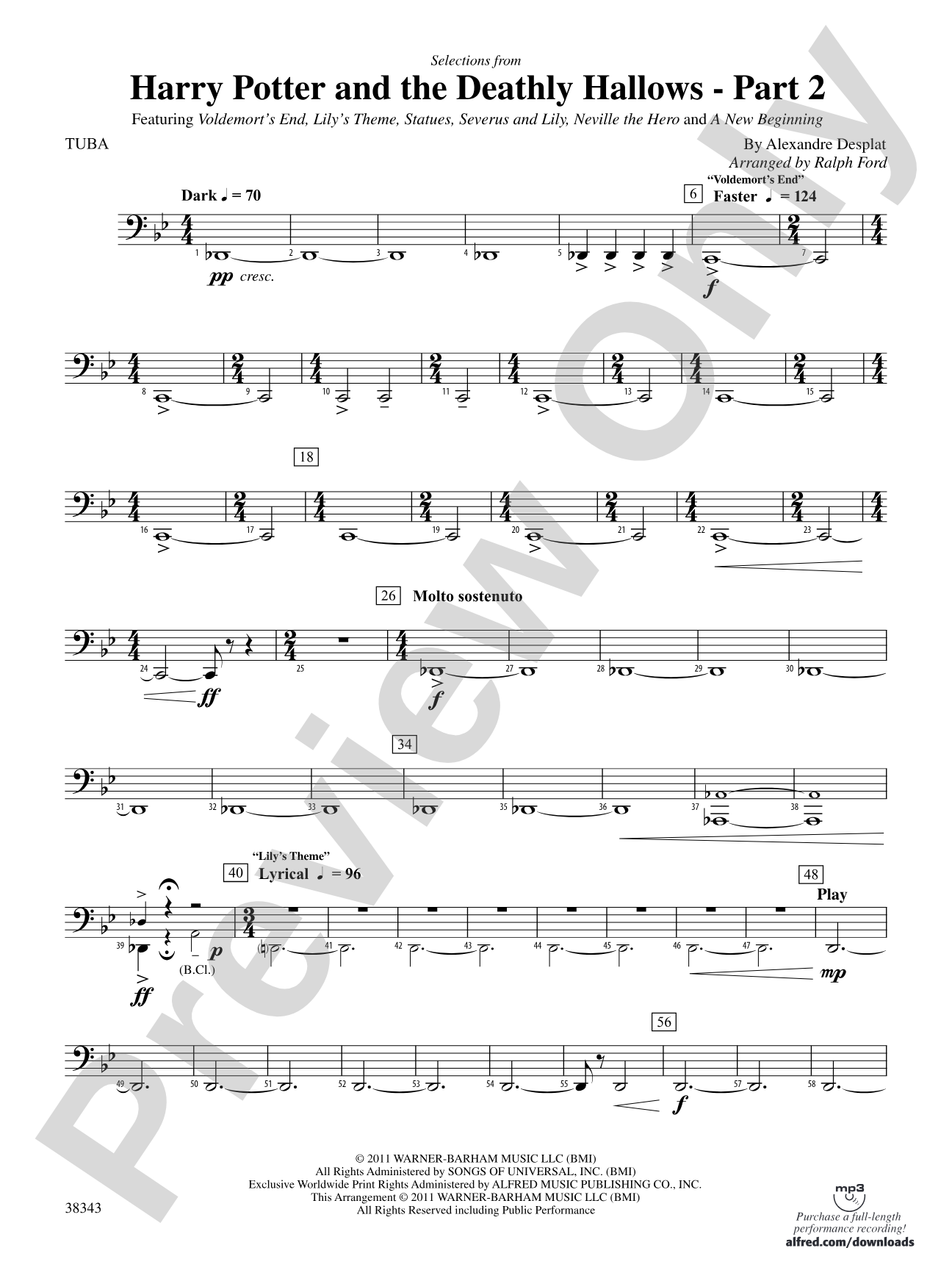 Harry Potter and the Deathly Hallows, Part 2, Selections from: Tuba
