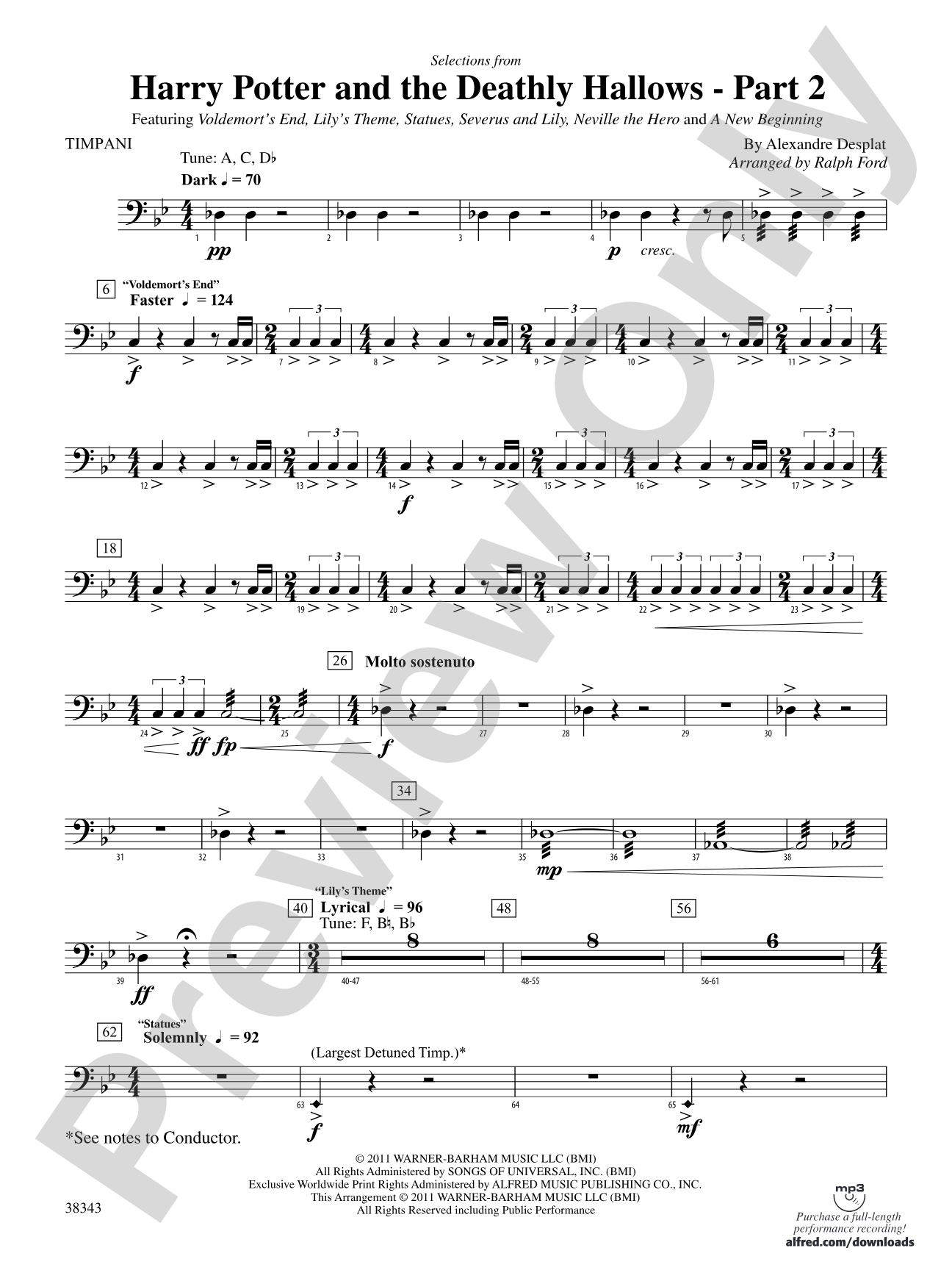 Harry Potter and the Deathly Hallows, Part 2, Selections from: Timpani