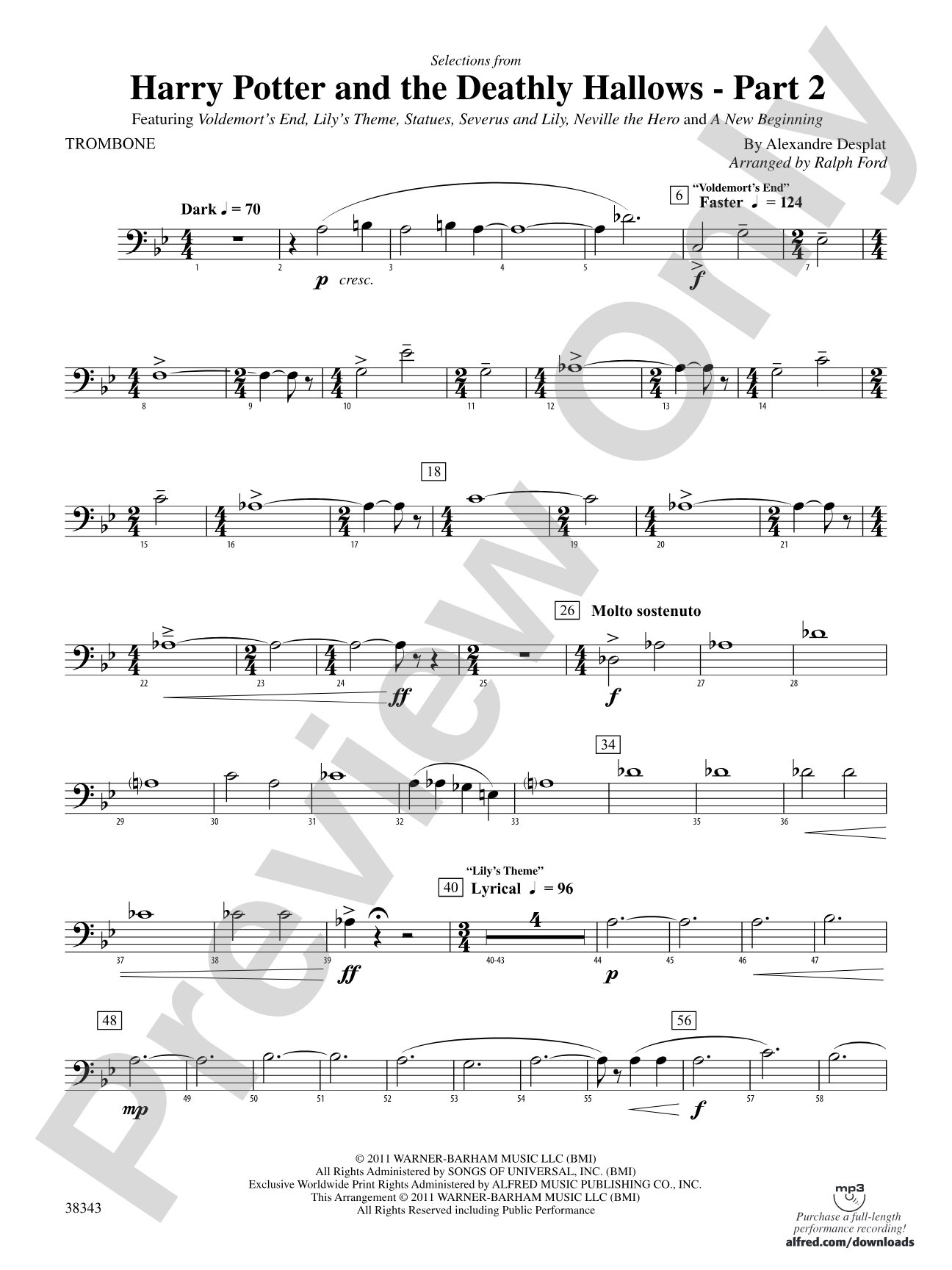 Harry Potter and the Deathly Hallows, Part 2, Selections from: 1st Trombone