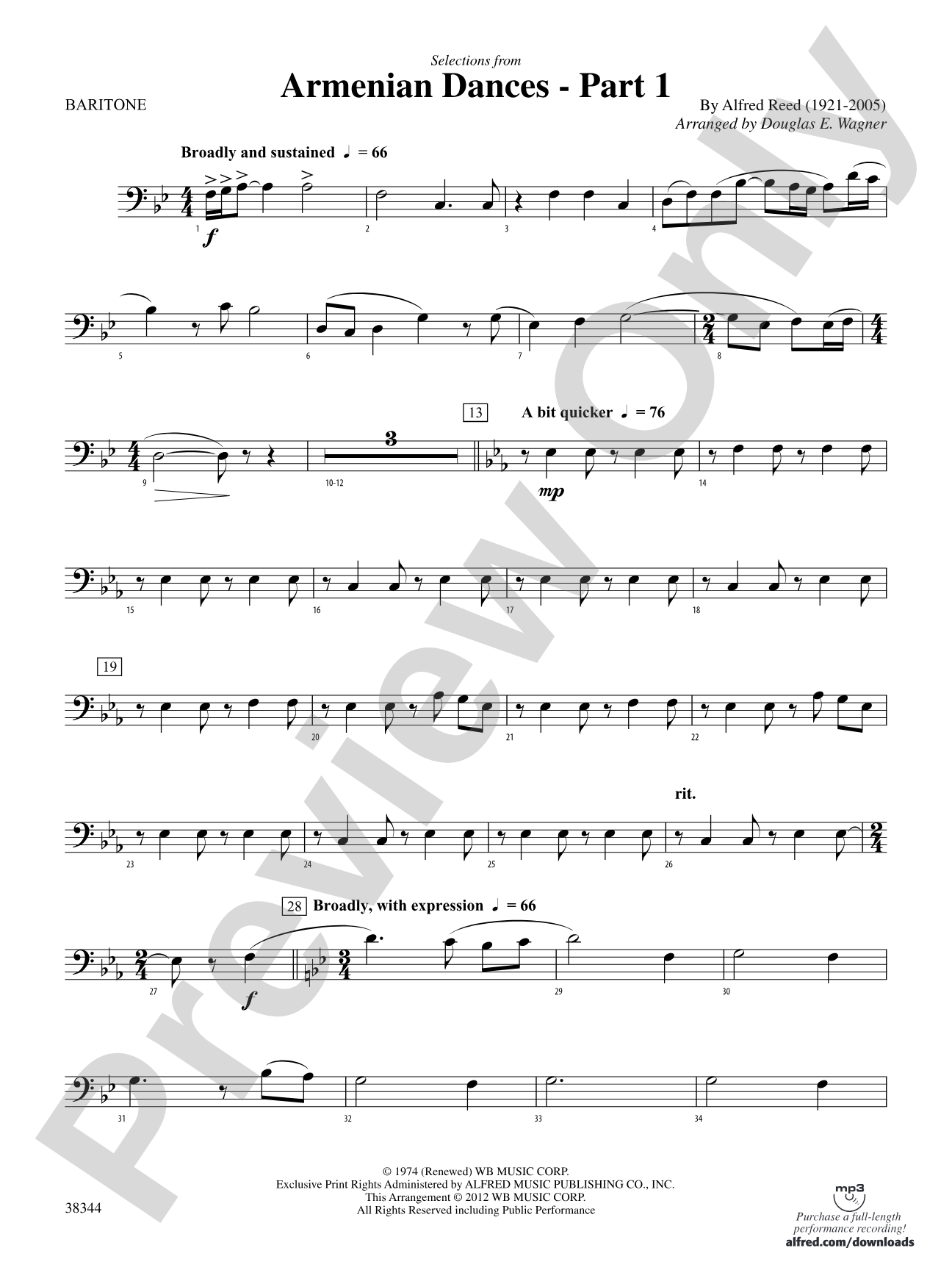 Armenian Dances, Part 1, Selections from: Baritone B.C.