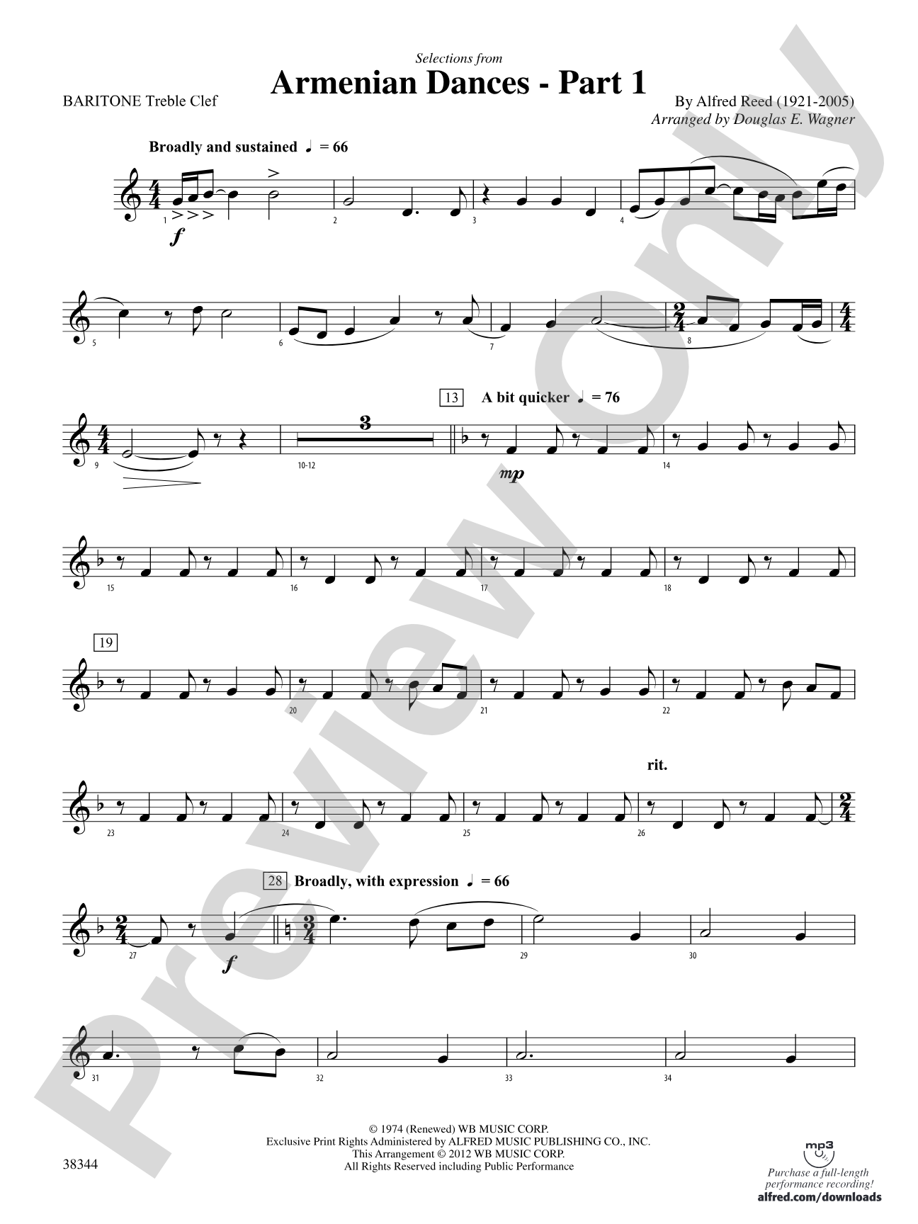 Armenian Dances, Part 1, Selections from: Baritone T.C.