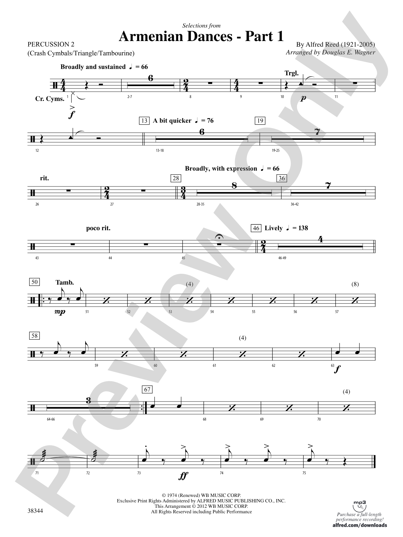 Armenian Dances, Part 1, Selections from: 2nd Percussion