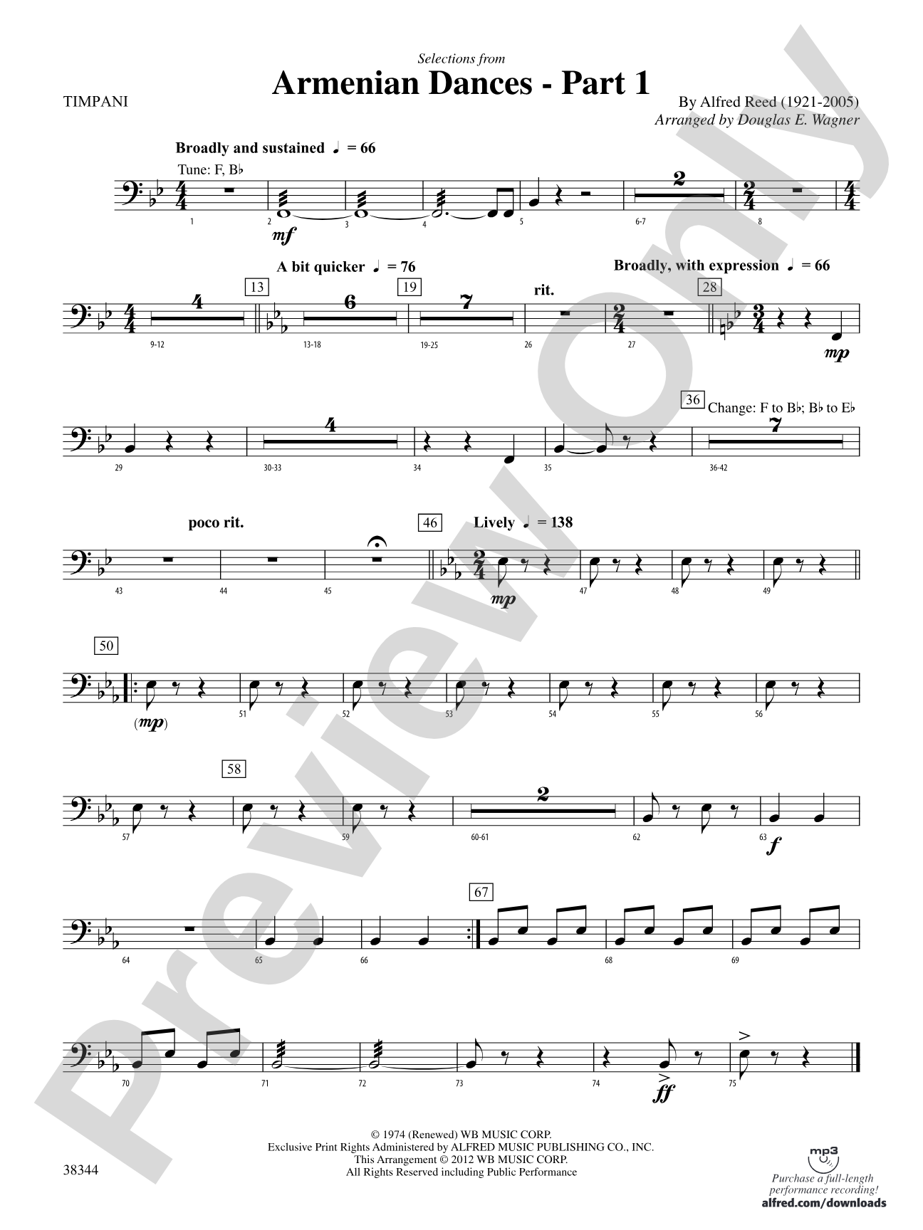 Armenian Dances, Part 1, Selections from: Timpani