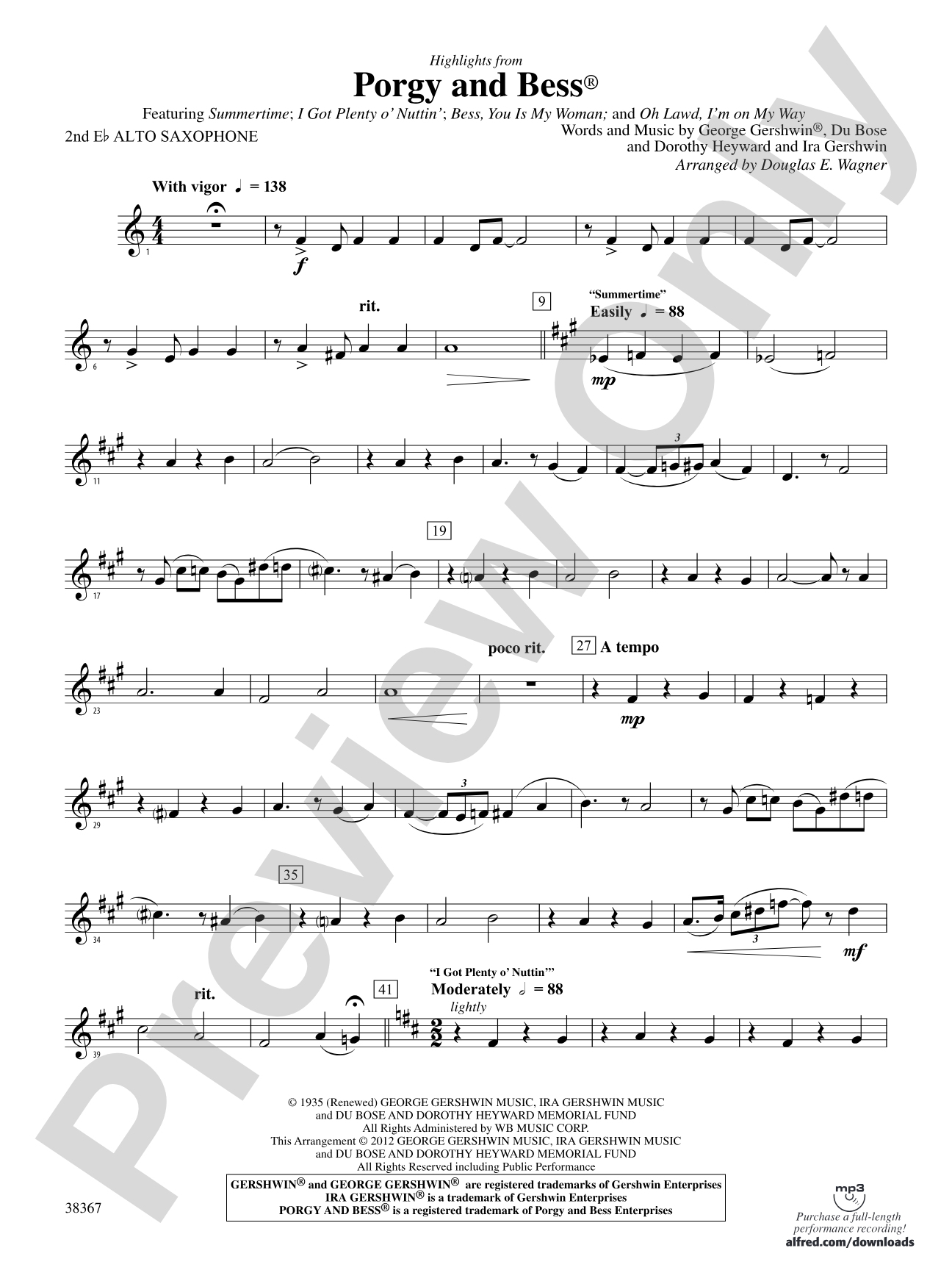 Porgy and Bess®, Highlights from: 2nd E-flat Alto Saxophone