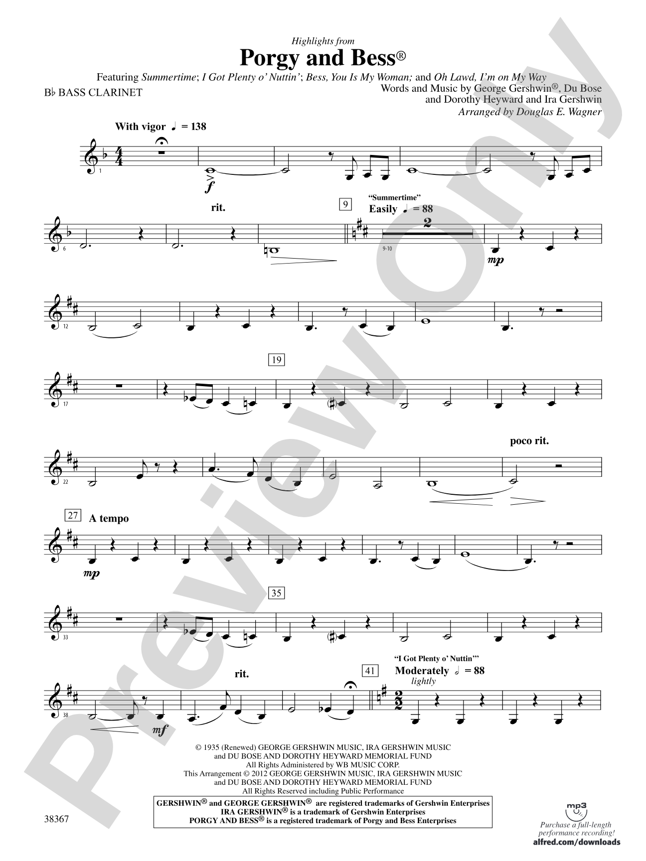 Porgy and Bess®, Highlights from: B-flat Bass Clarinet